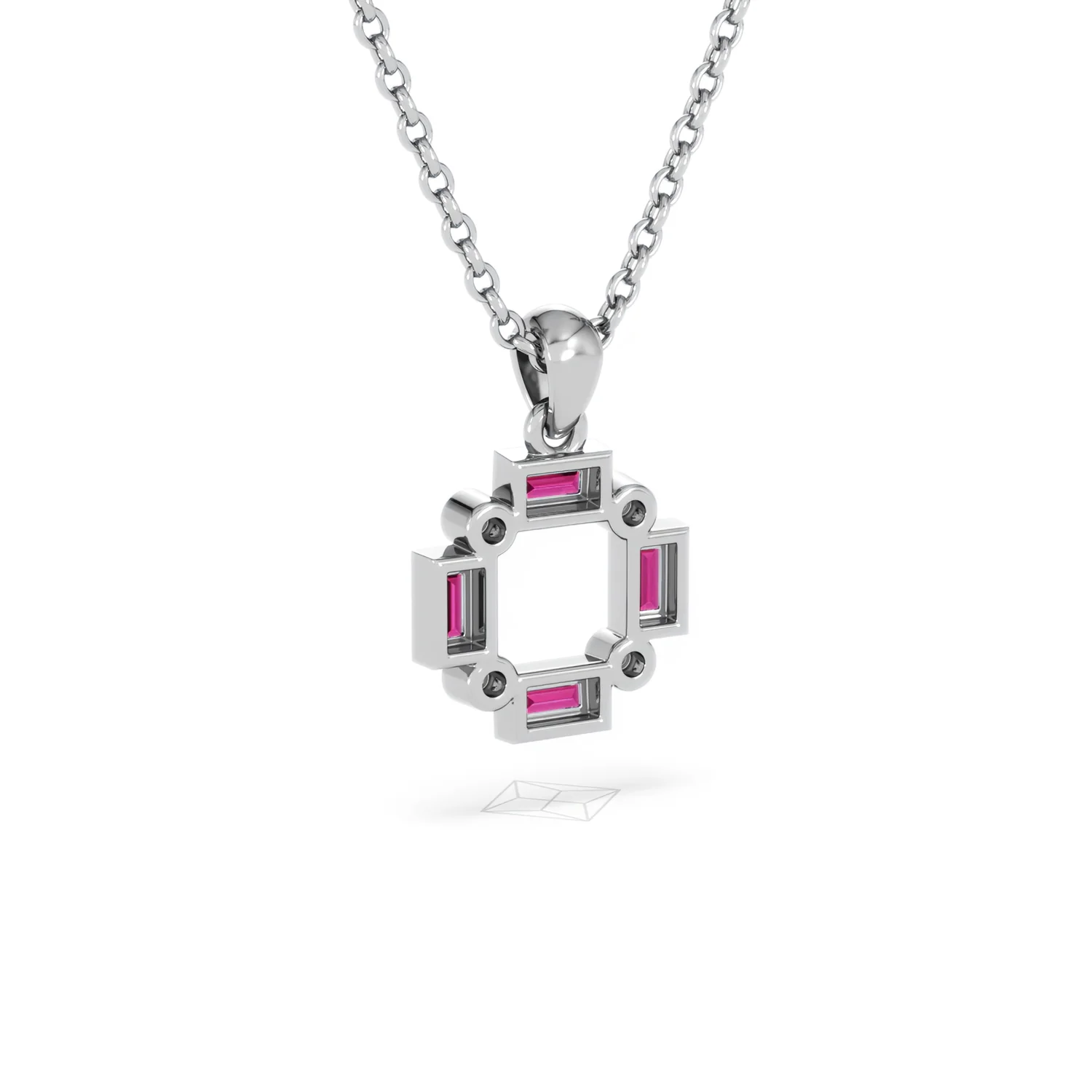 Forme 0.48ct Baguette Cut Lab Ruby Pendant Necklace in Sterling Silver - Image 53