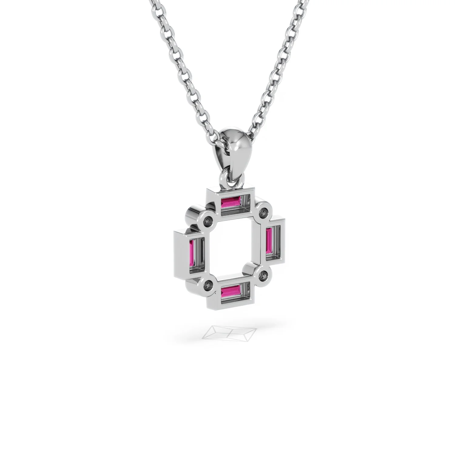 Forme 0.48ct Baguette Cut Lab Ruby Pendant Necklace in Sterling Silver - Image 54
