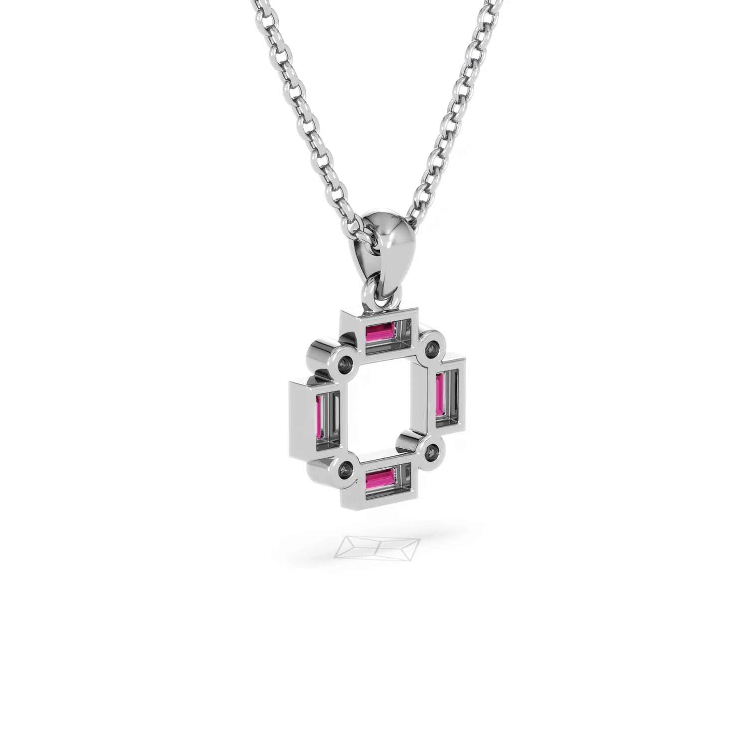 Forme 0.48ct Baguette Cut Lab Ruby Pendant Necklace in Sterling Silver - Image 55