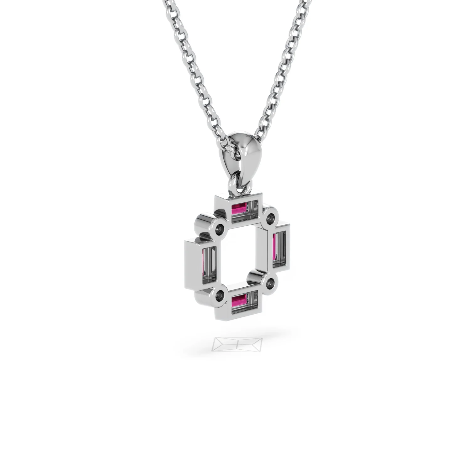 Forme 0.48ct Baguette Cut Lab Ruby Pendant Necklace in Sterling Silver - Image 56