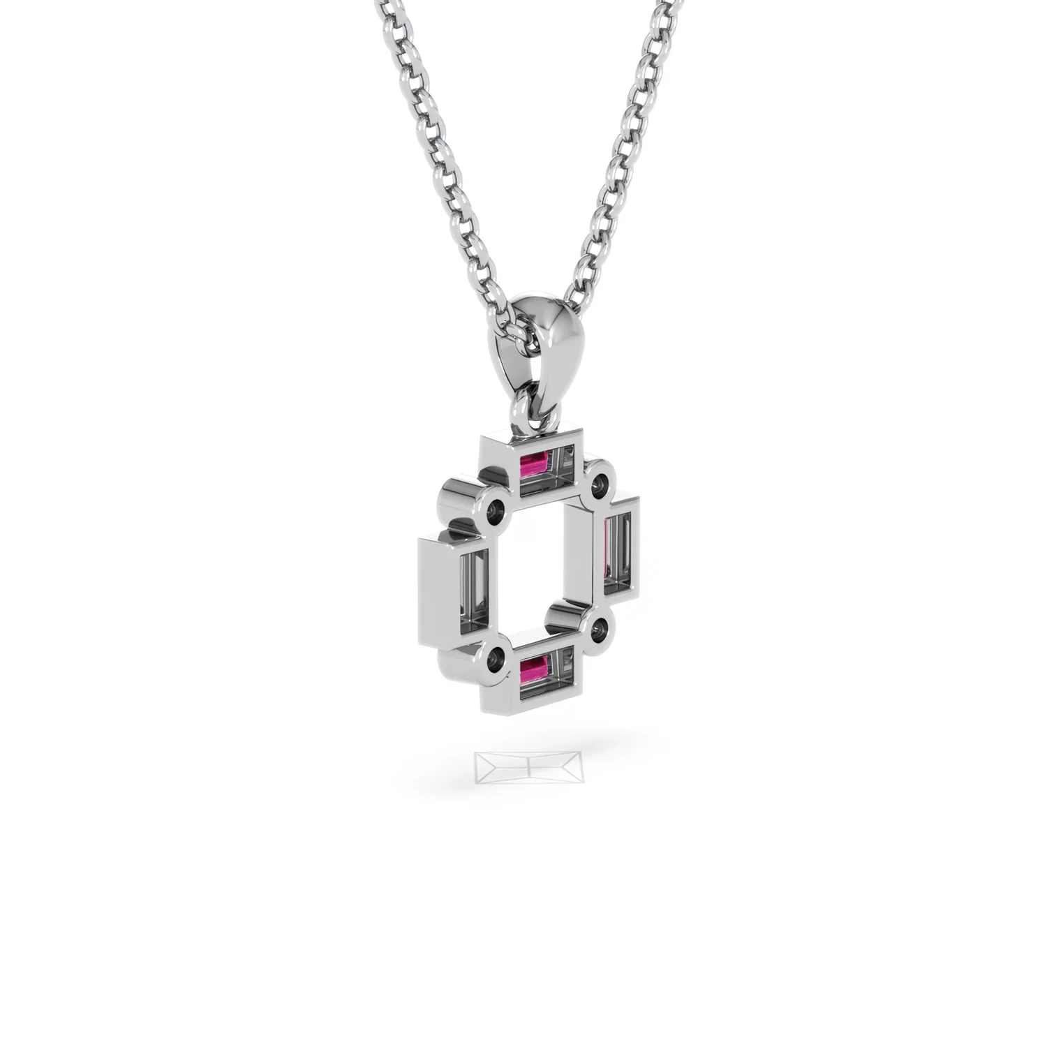 Forme 0.48ct Baguette Cut Lab Ruby Pendant Necklace in Sterling Silver - Image 57