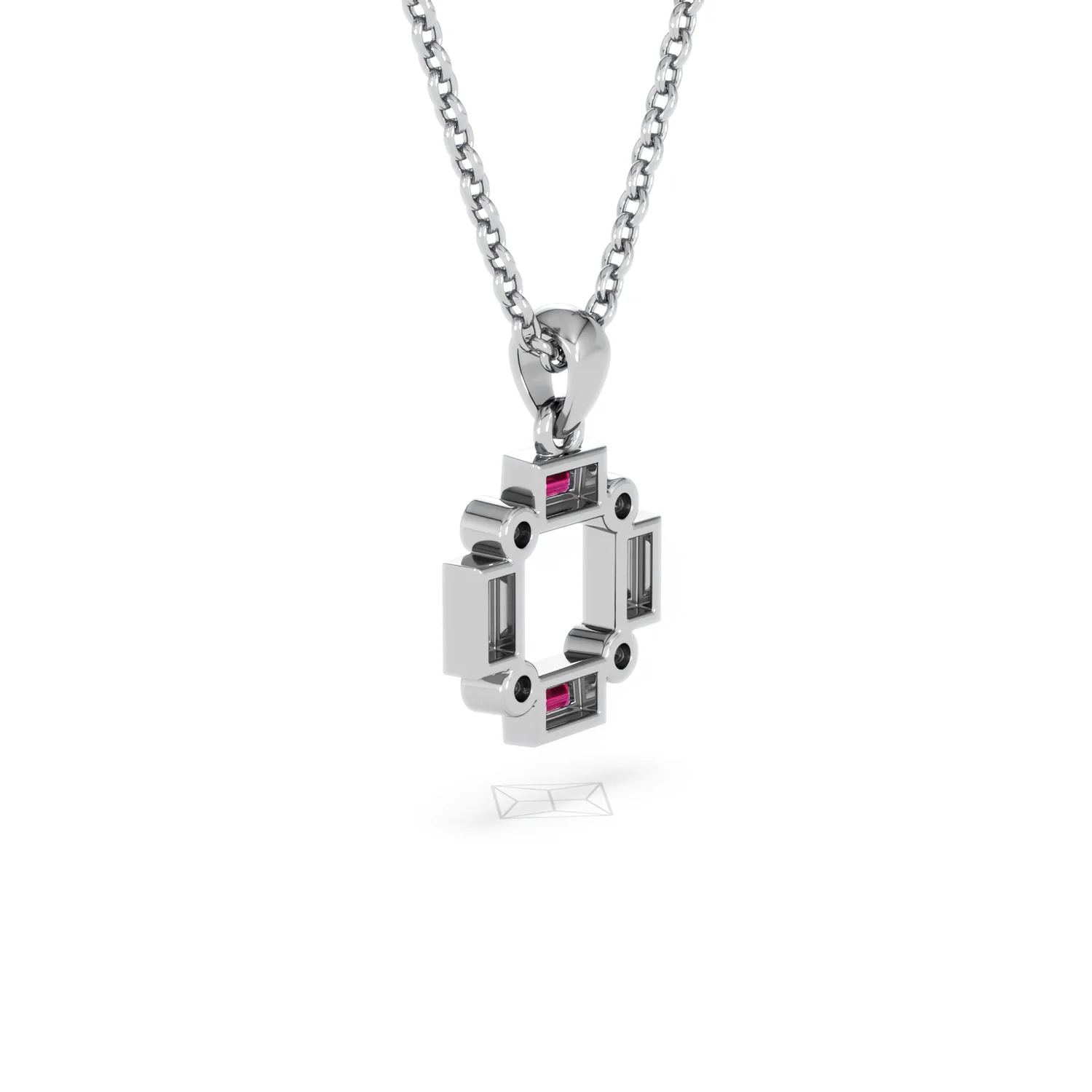 Forme 0.48ct Baguette Cut Lab Ruby Pendant Necklace in Sterling Silver - Image 58
