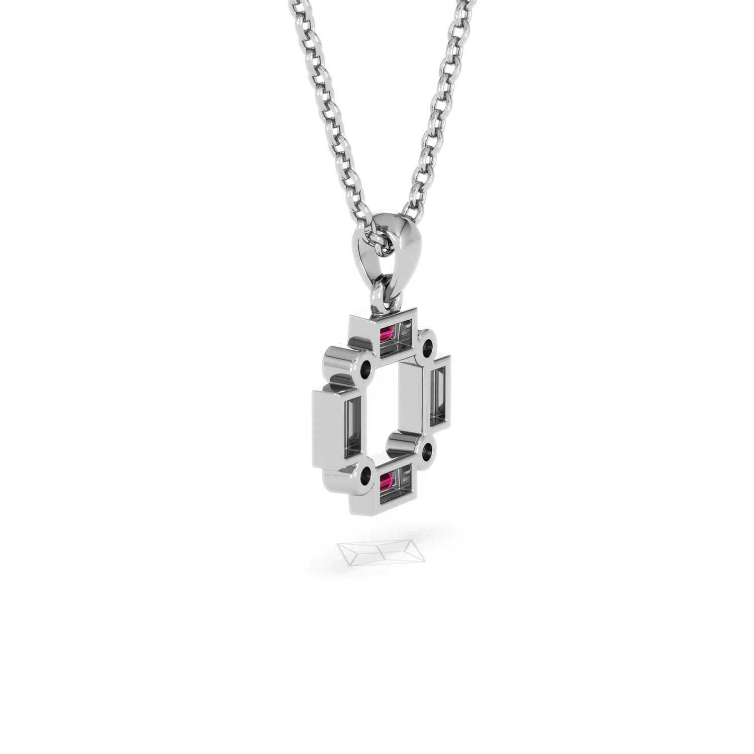 Forme 0.48ct Baguette Cut Lab Ruby Pendant Necklace in Sterling Silver - Image 59