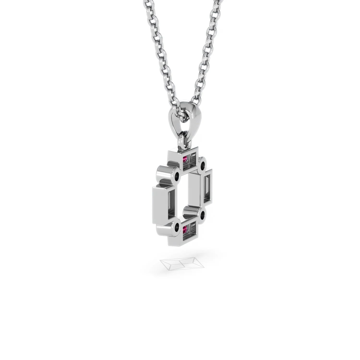Forme 0.48ct Baguette Cut Lab Ruby Pendant Necklace in Sterling Silver - Image 60