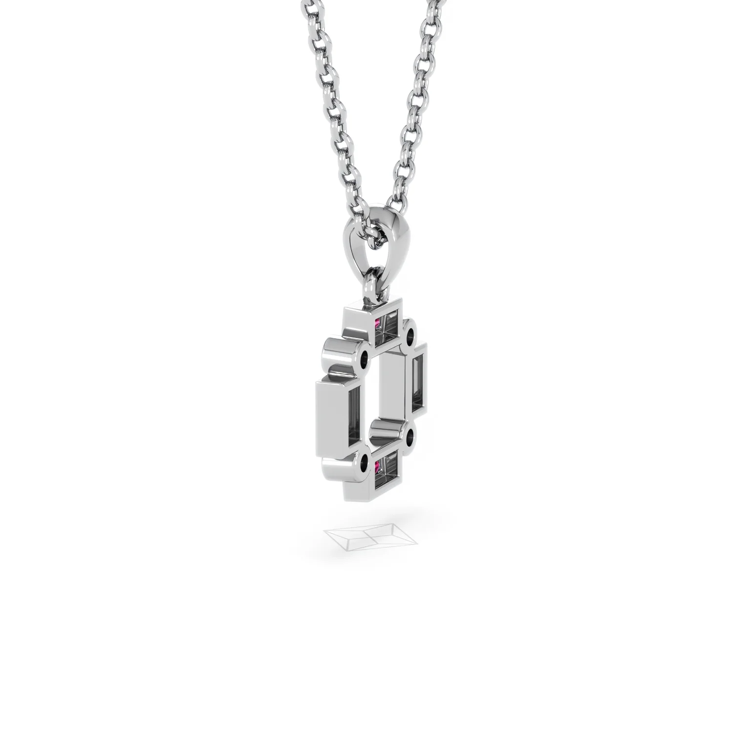 Forme 0.48ct Baguette Cut Lab Ruby Pendant Necklace in Sterling Silver - Image 61