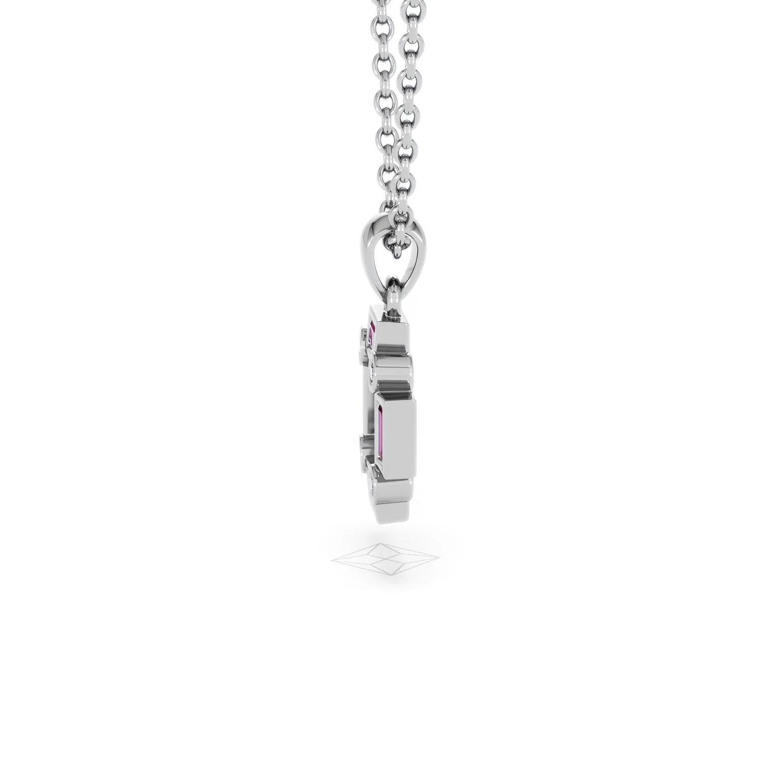 Forme 0.48ct Baguette Cut Lab Ruby Pendant Necklace in Sterling Silver - Image 68