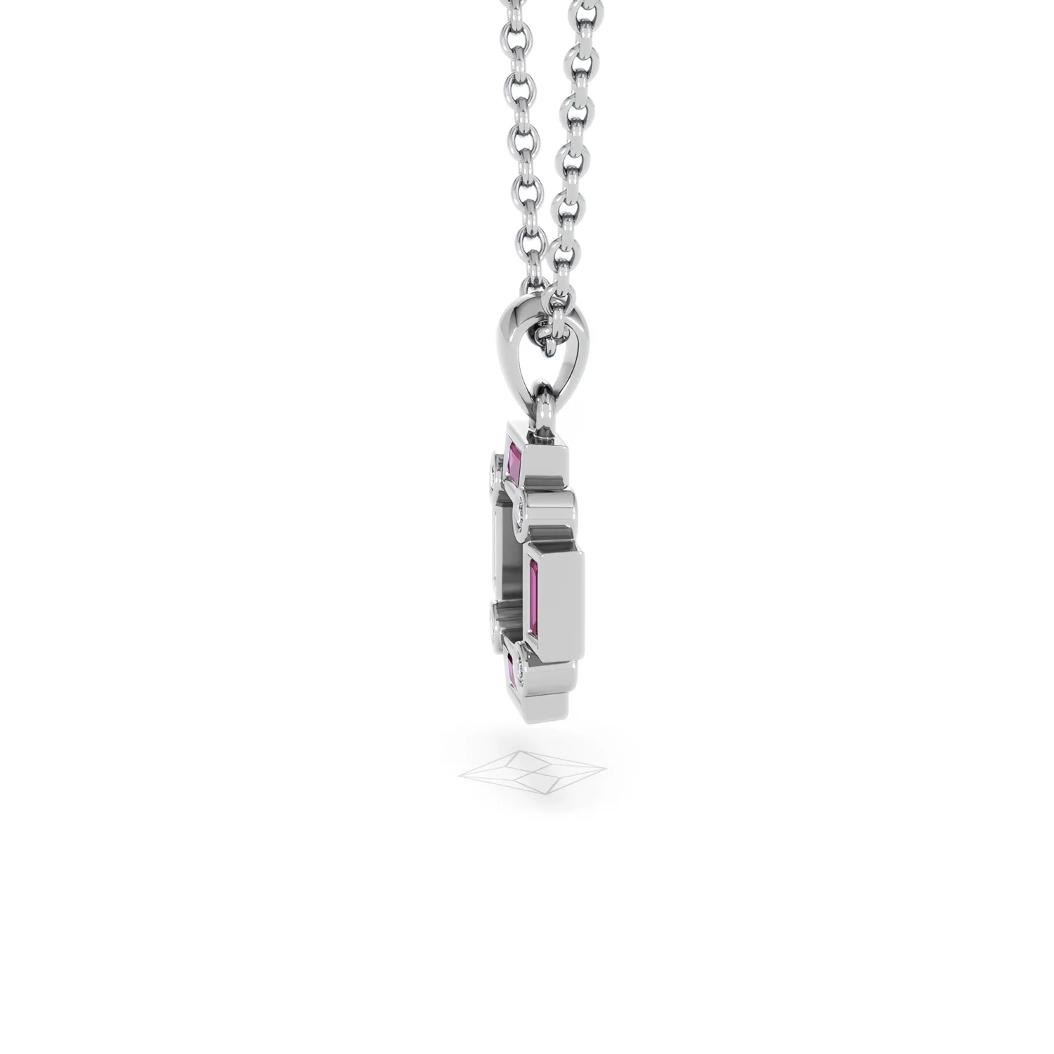 Forme 0.48ct Baguette Cut Lab Ruby Pendant Necklace in Sterling Silver - Image 69