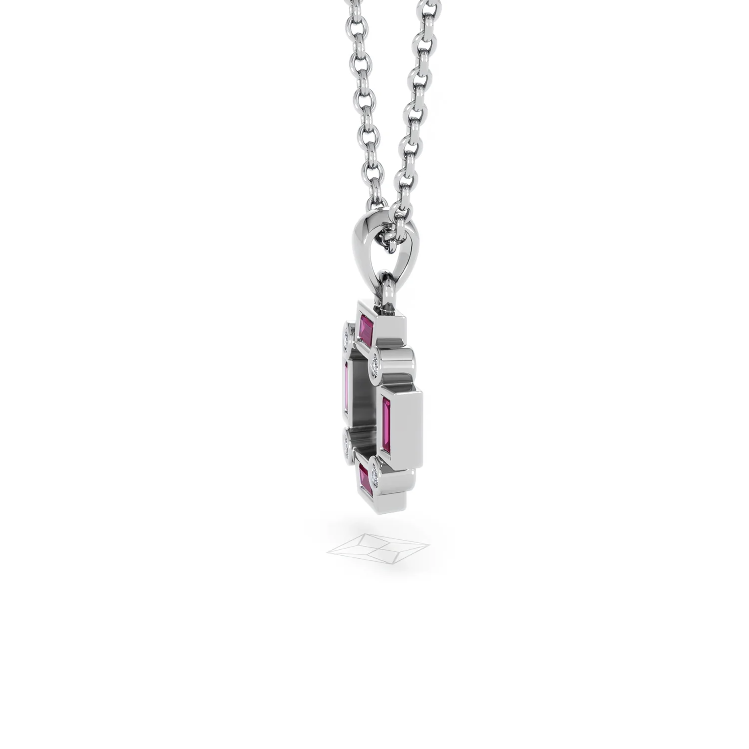 Forme 0.48ct Baguette Cut Lab Ruby Pendant Necklace in Sterling Silver - Image 70