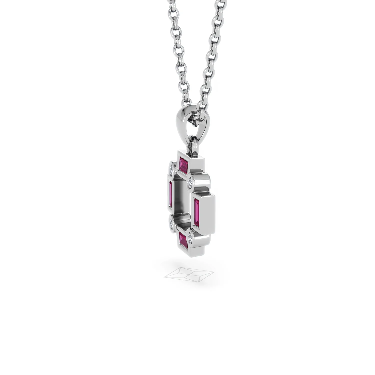 Forme 0.48ct Baguette Cut Lab Ruby Pendant Necklace in Sterling Silver - Image 71