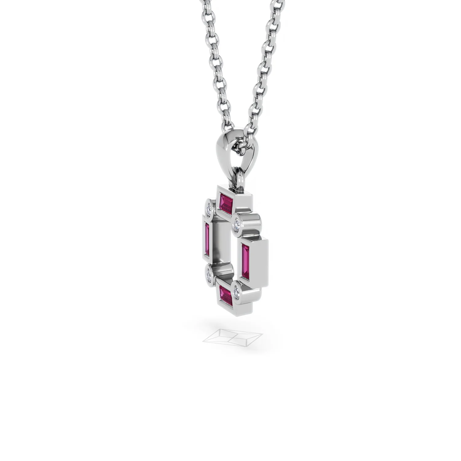 Forme 0.48ct Baguette Cut Lab Ruby Pendant Necklace in Sterling Silver - Image 72