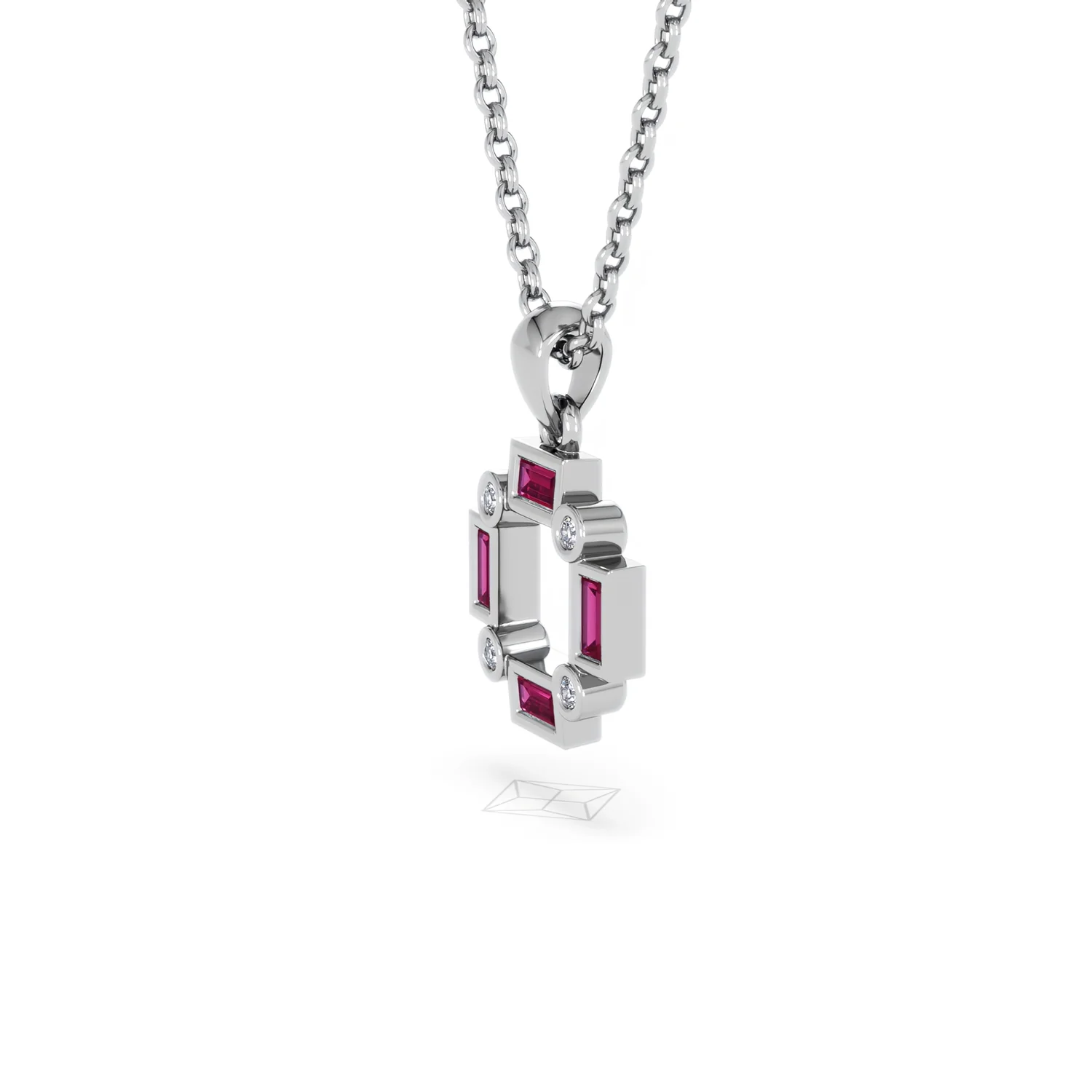 Forme 0.48ct Baguette Cut Lab Ruby Pendant Necklace in Sterling Silver - Image 73