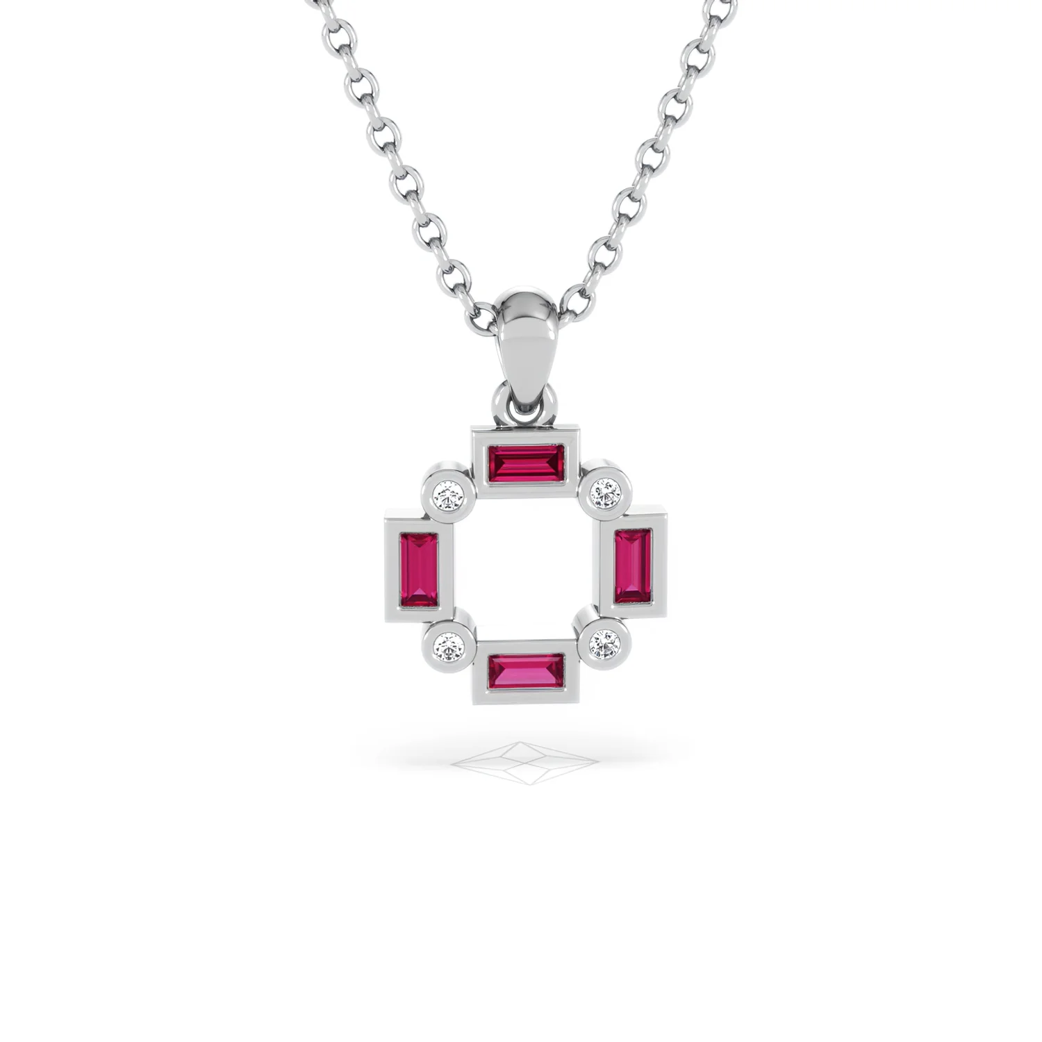 Forme 0.48ct Baguette Cut Lab Ruby Pendant Necklace in Sterling Silver - Image 8