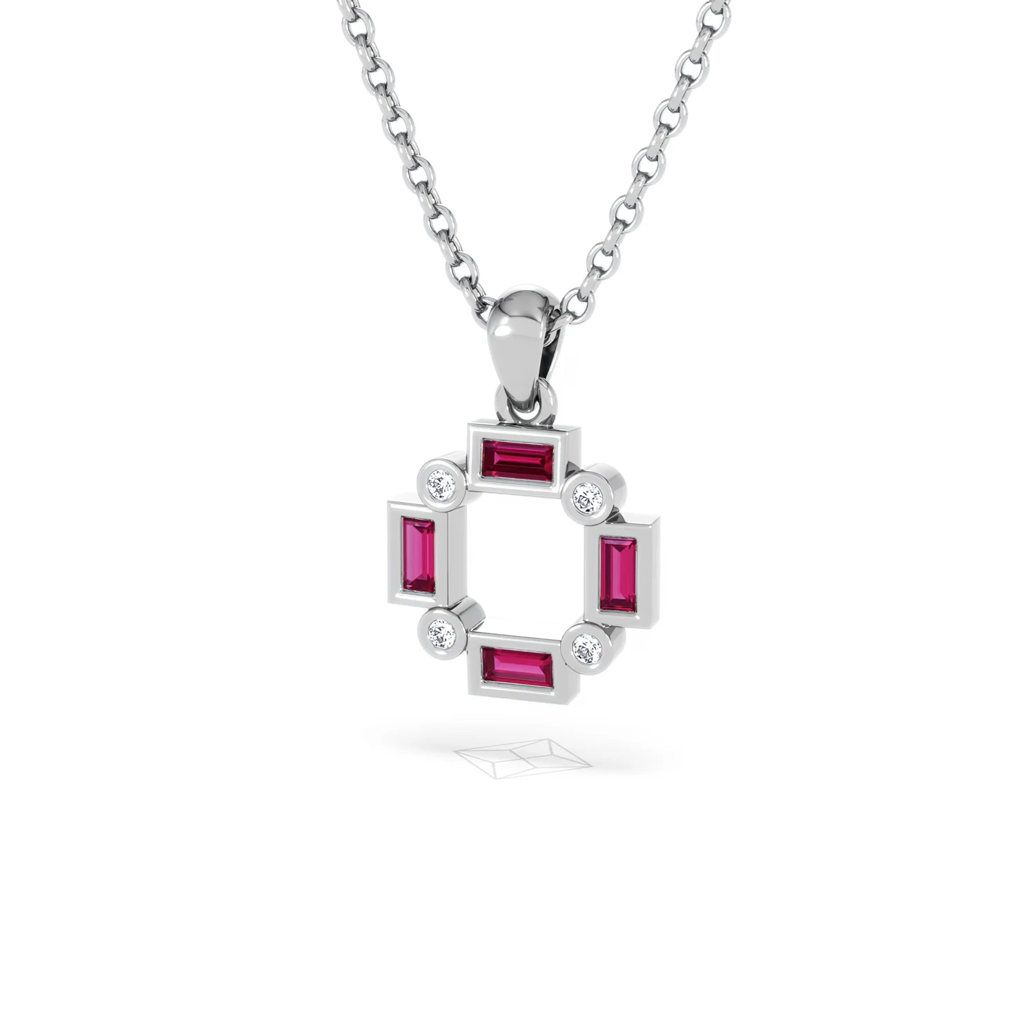 Forme 0.48ct Baguette Cut Lab Ruby Pendant Necklace in Sterling Silver - Image 82