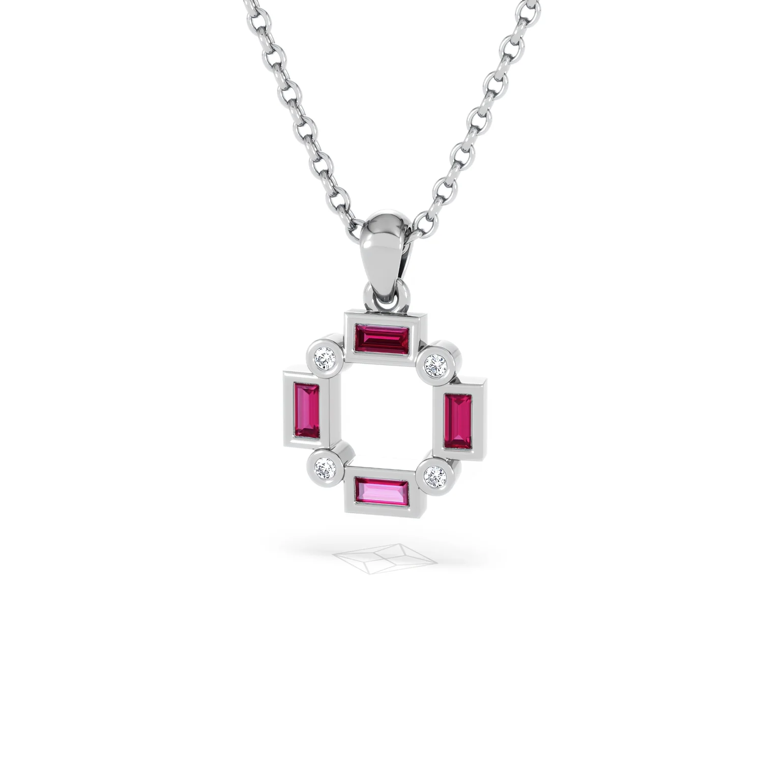 Forme 0.48ct Baguette Cut Lab Ruby Pendant Necklace in Sterling Silver - Image 83