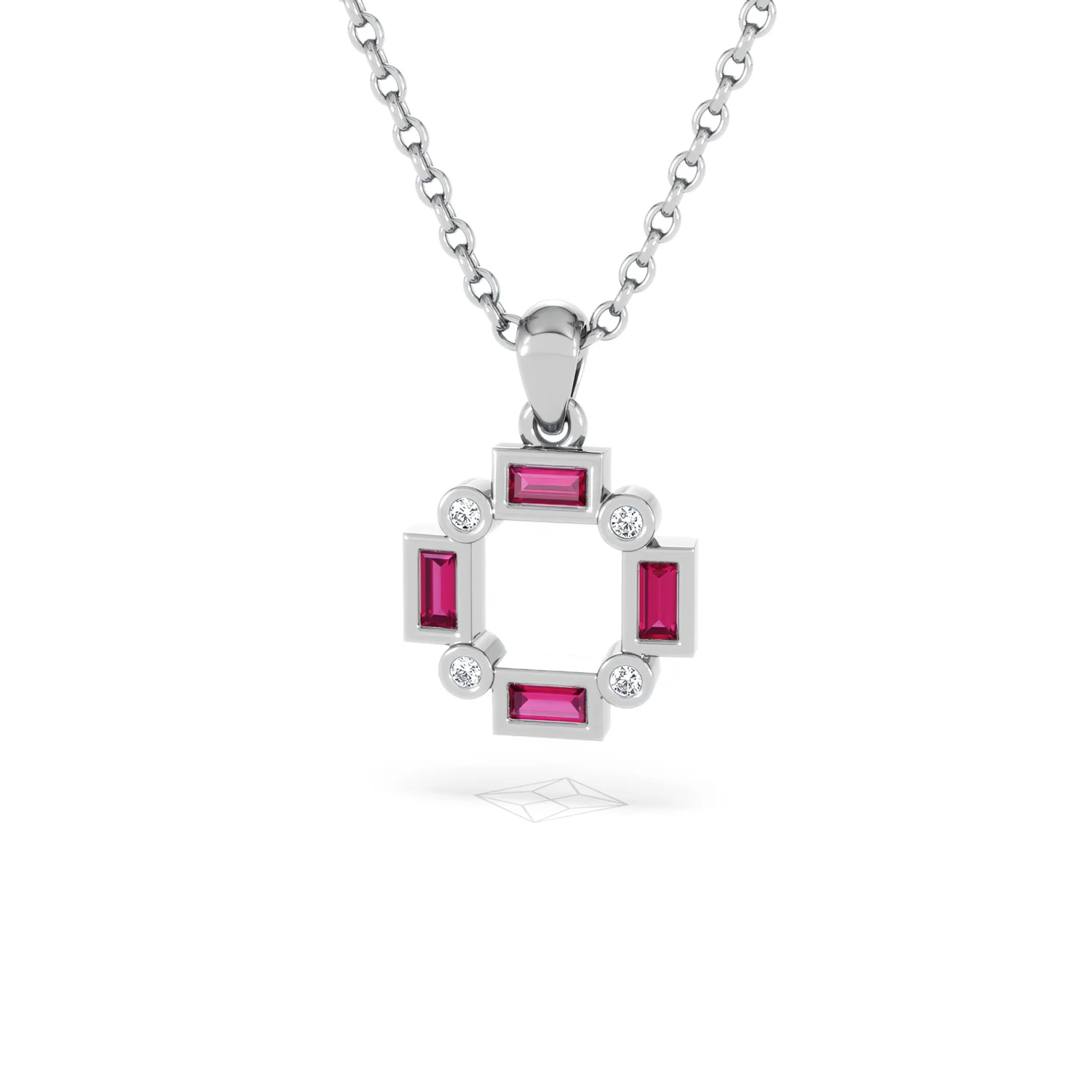 Forme 0.48ct Baguette Cut Lab Ruby Pendant Necklace in Sterling Silver - Image 84