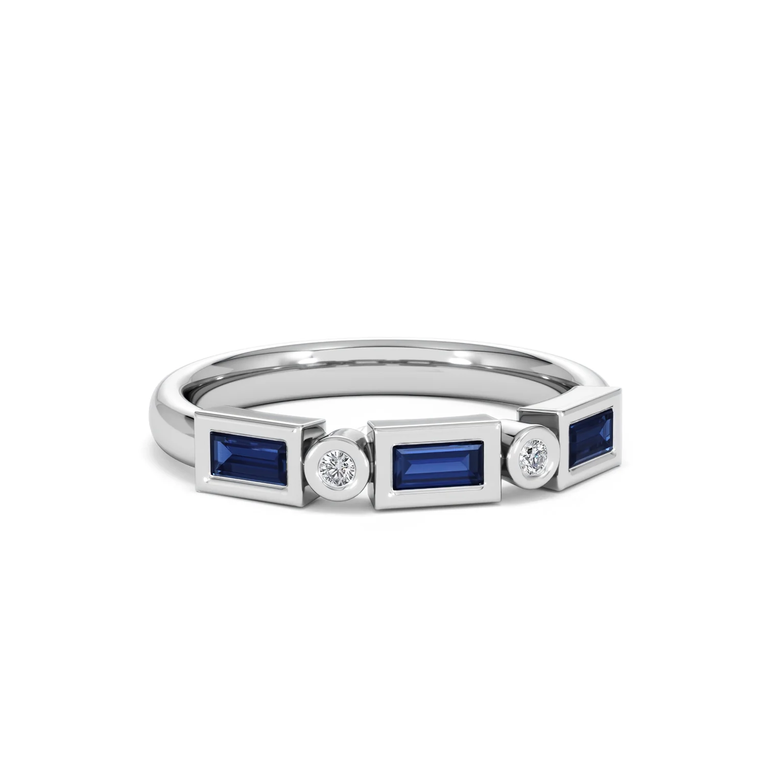 Forme 0.48ct Baguette Cut Lab Sapphire 5 Stone Ring in Sterling Silver - Image 10