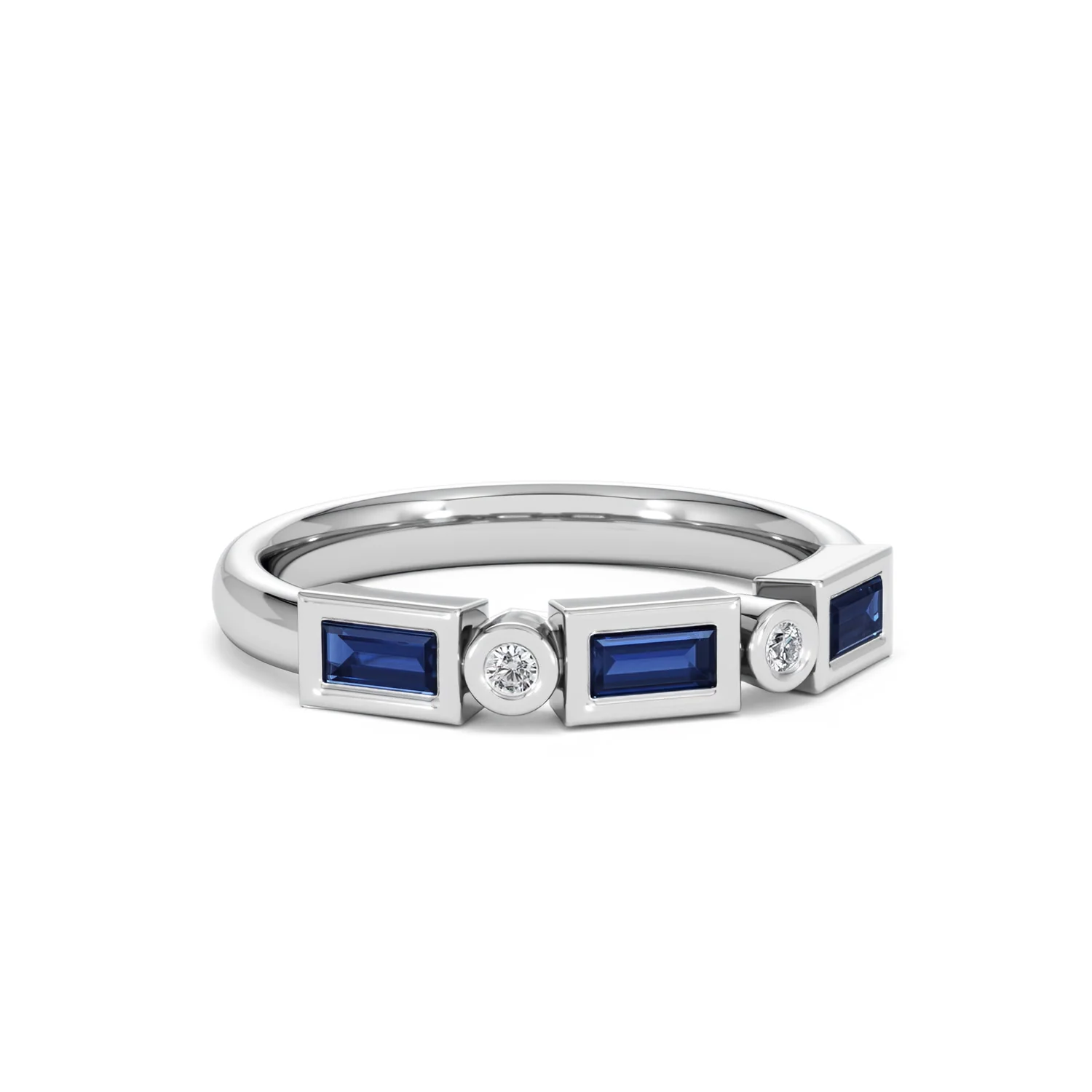 Forme 0.48ct Baguette Cut Lab Sapphire 5 Stone Ring in Sterling Silver - Image 11