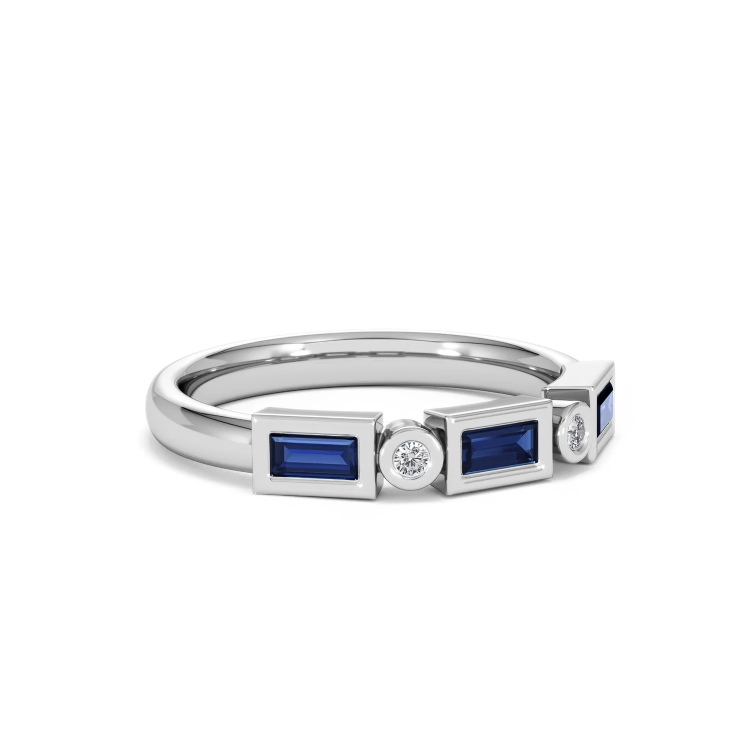 Forme 0.48ct Baguette Cut Lab Sapphire 5 Stone Ring in Sterling Silver - Image 14