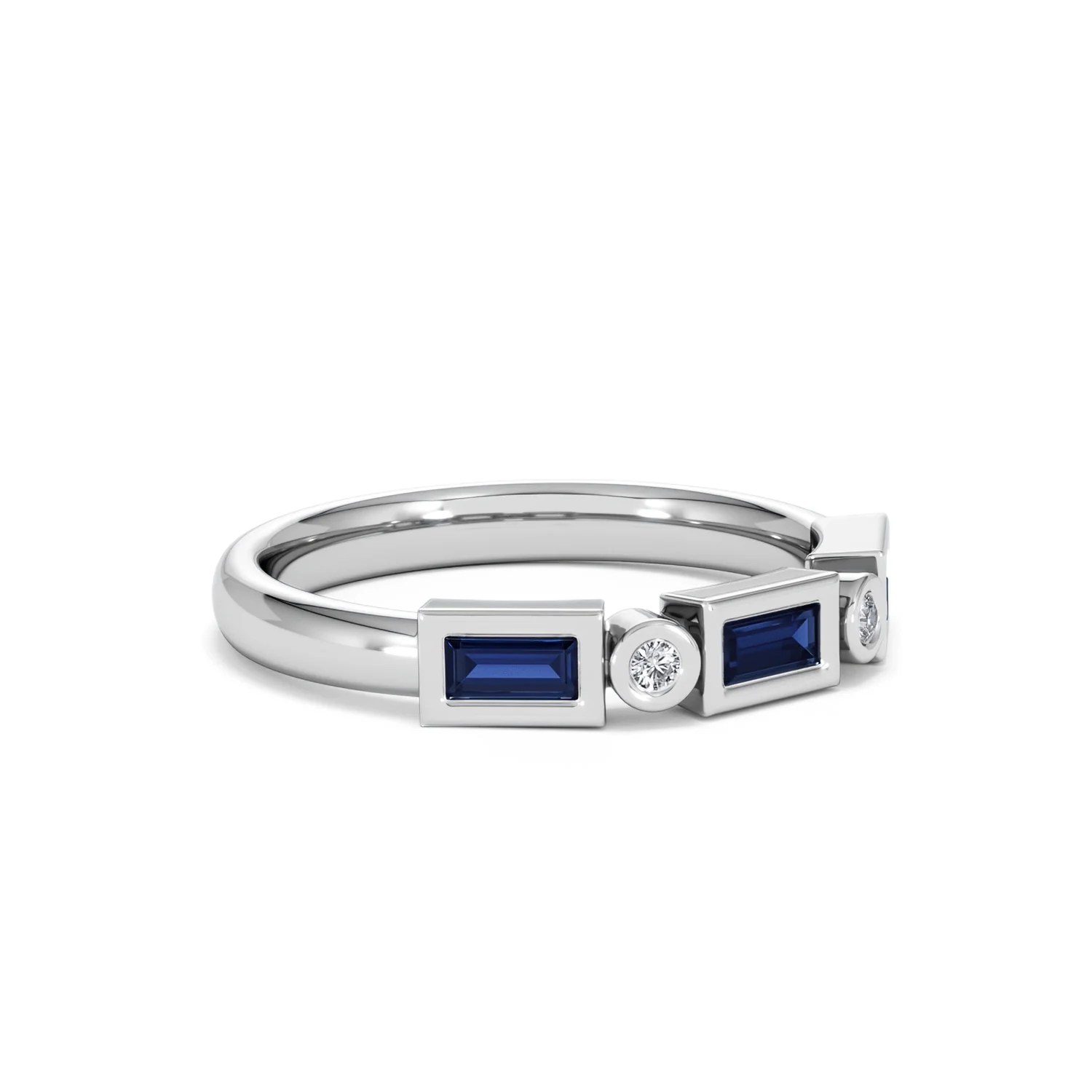 Forme 0.48ct Baguette Cut Lab Sapphire 5 Stone Ring in Sterling Silver - Image 16