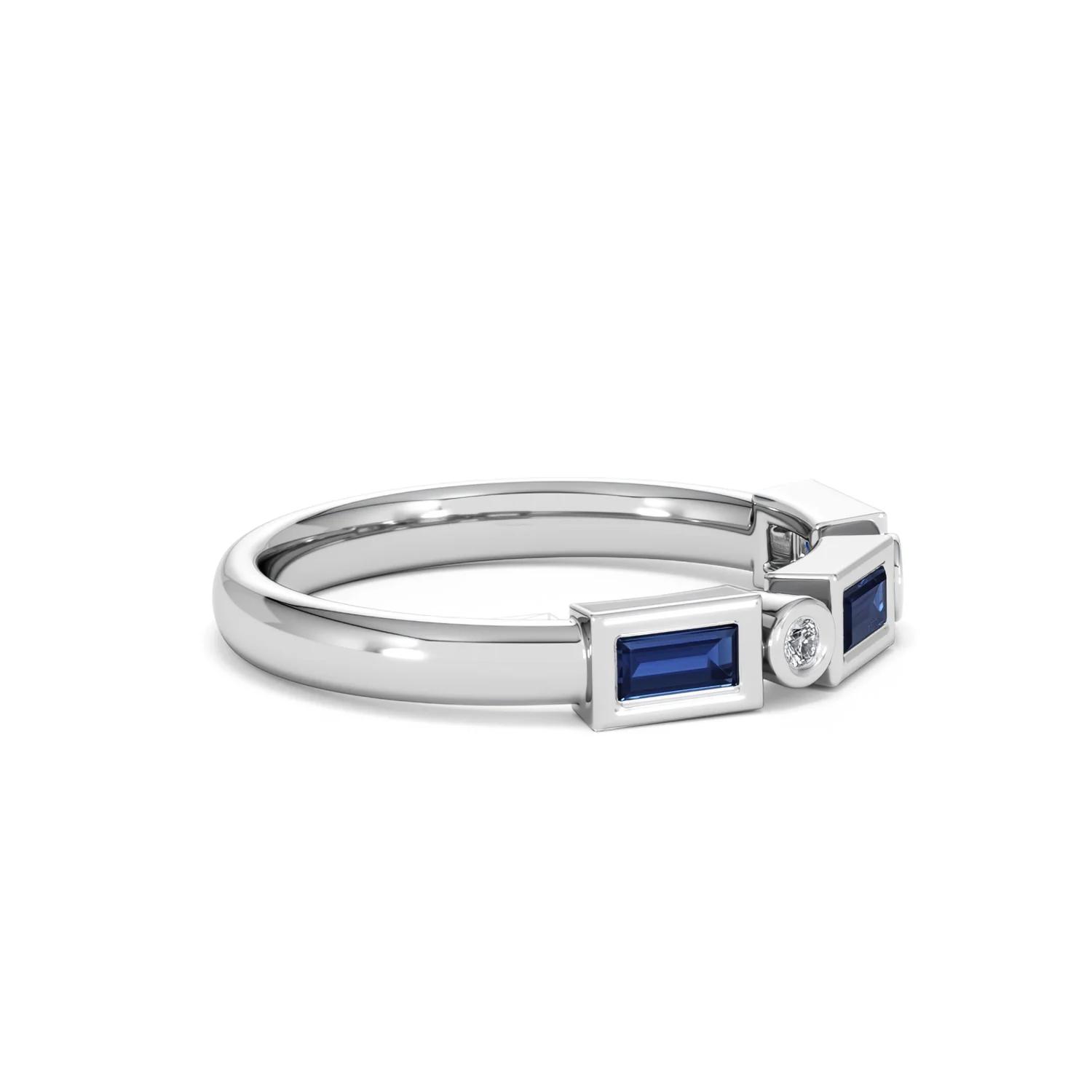 Forme 0.48ct Baguette Cut Lab Sapphire 5 Stone Ring in Sterling Silver - Image 22