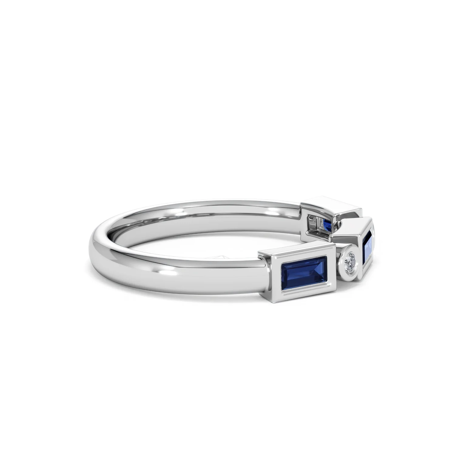 Forme 0.48ct Baguette Cut Lab Sapphire 5 Stone Ring in Sterling Silver - Image 24