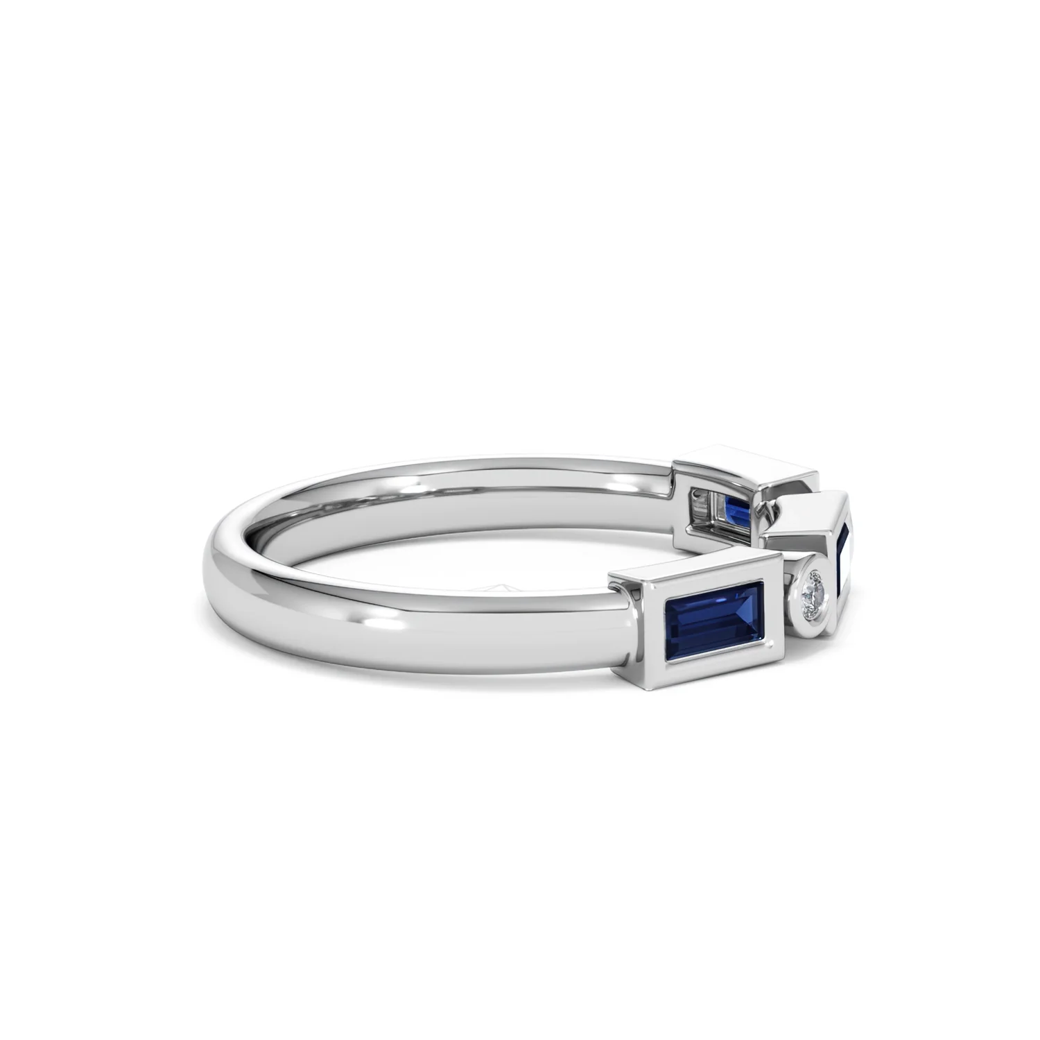 Forme 0.48ct Baguette Cut Lab Sapphire 5 Stone Ring in Sterling Silver - Image 25