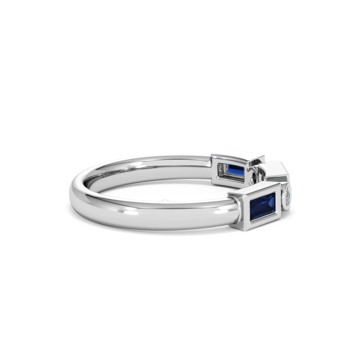 Forme 0.48ct Baguette Cut Lab Sapphire 5 Stone Ring in Sterling Silver - Image 28