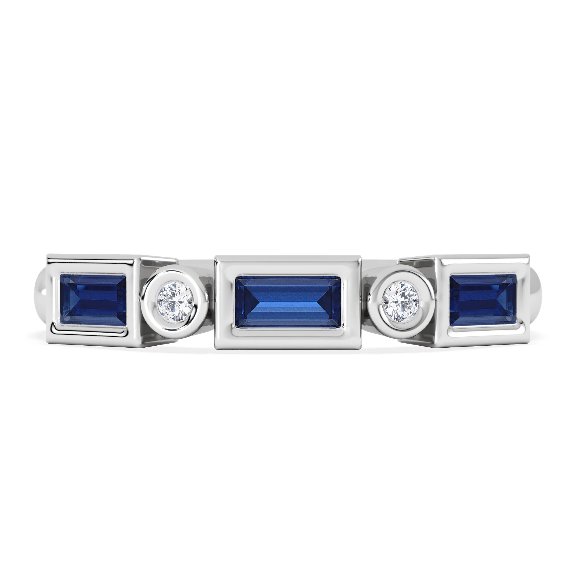 Forme 0.48ct Baguette Cut Lab Sapphire 5 Stone Ring in Sterling Silver - Image 3