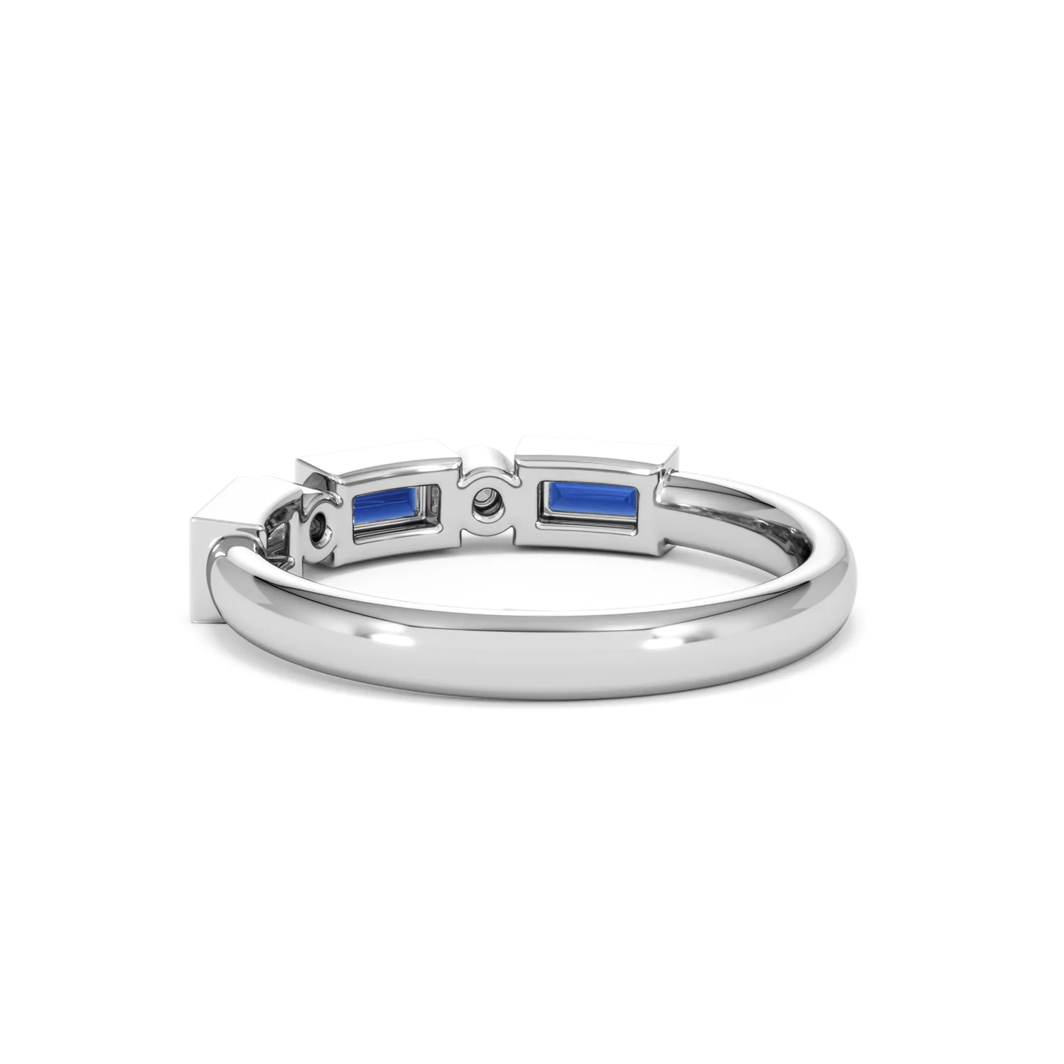 Forme 0.48ct Baguette Cut Lab Sapphire 5 Stone Ring in Sterling Silver - Image 54