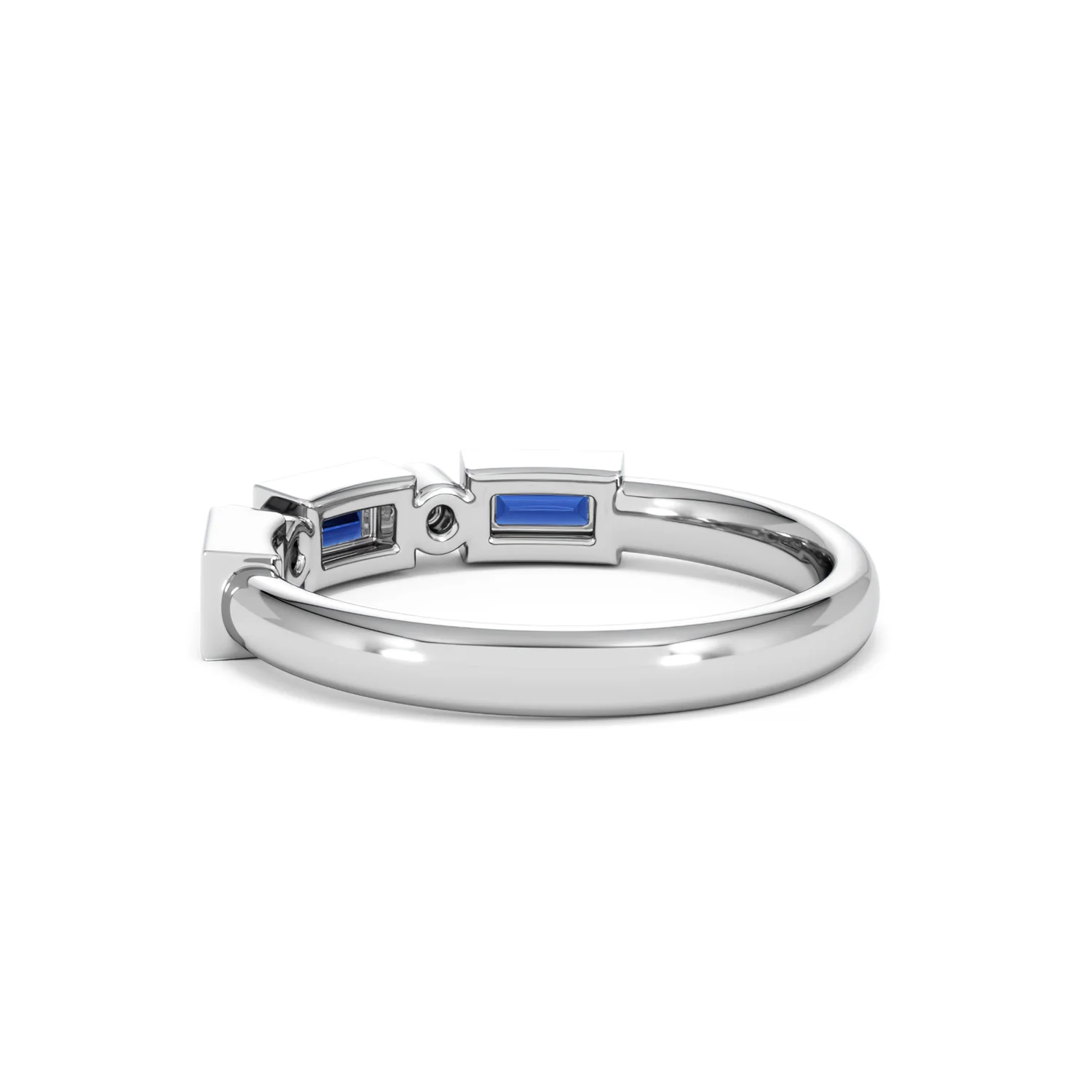 Forme 0.48ct Baguette Cut Lab Sapphire 5 Stone Ring in Sterling Silver - Image 57