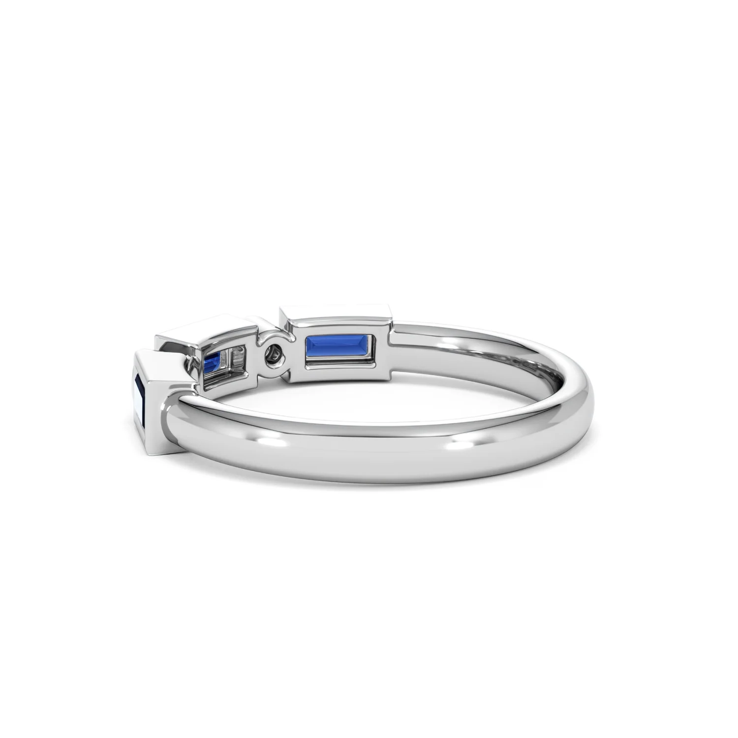 Forme 0.48ct Baguette Cut Lab Sapphire 5 Stone Ring in Sterling Silver - Image 59