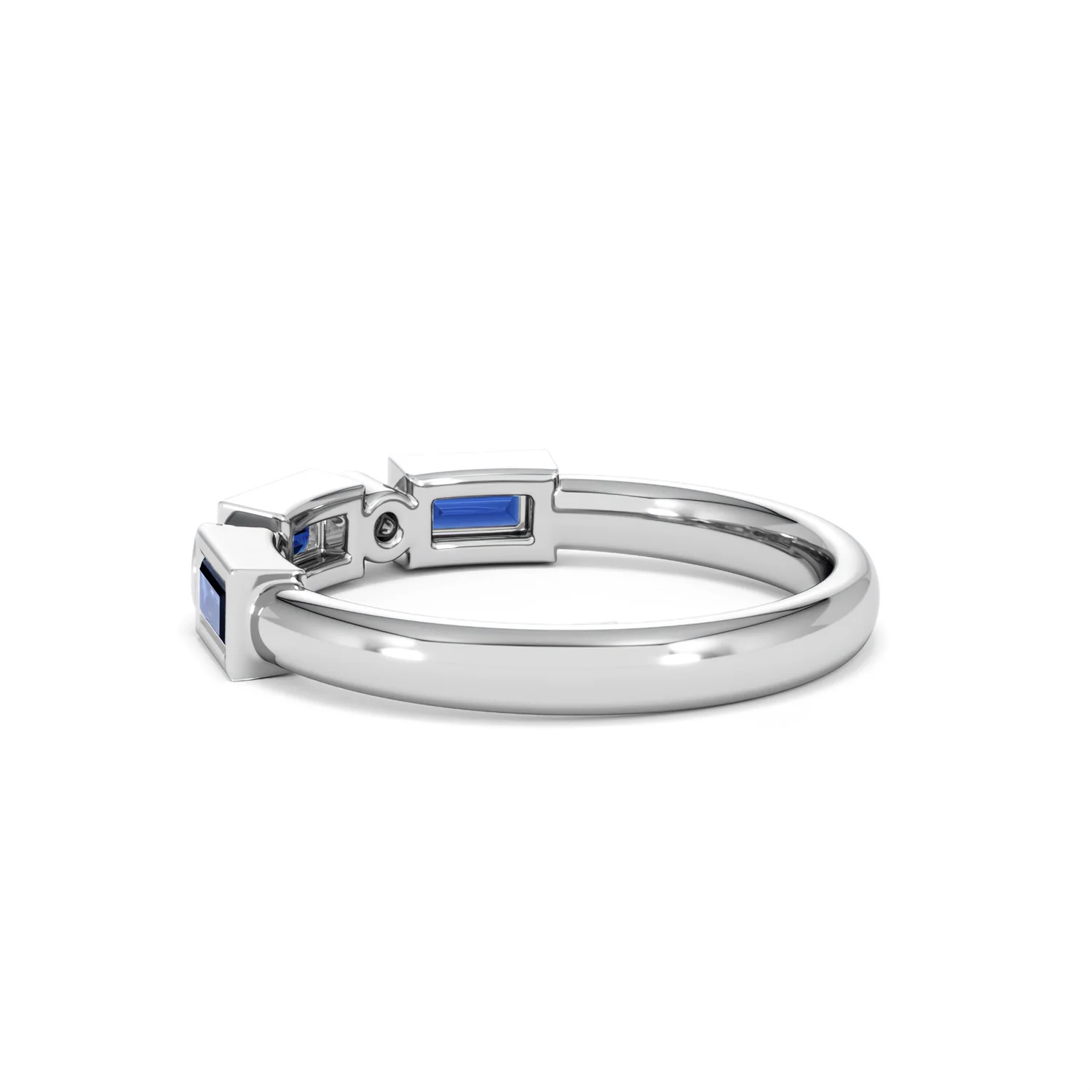 Forme 0.48ct Baguette Cut Lab Sapphire 5 Stone Ring in Sterling Silver - Image 60