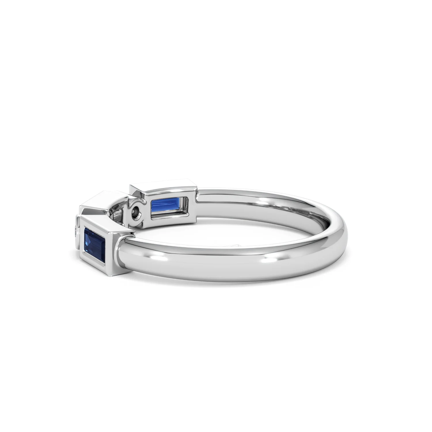 Forme 0.48ct Baguette Cut Lab Sapphire 5 Stone Ring in Sterling Silver - Image 63