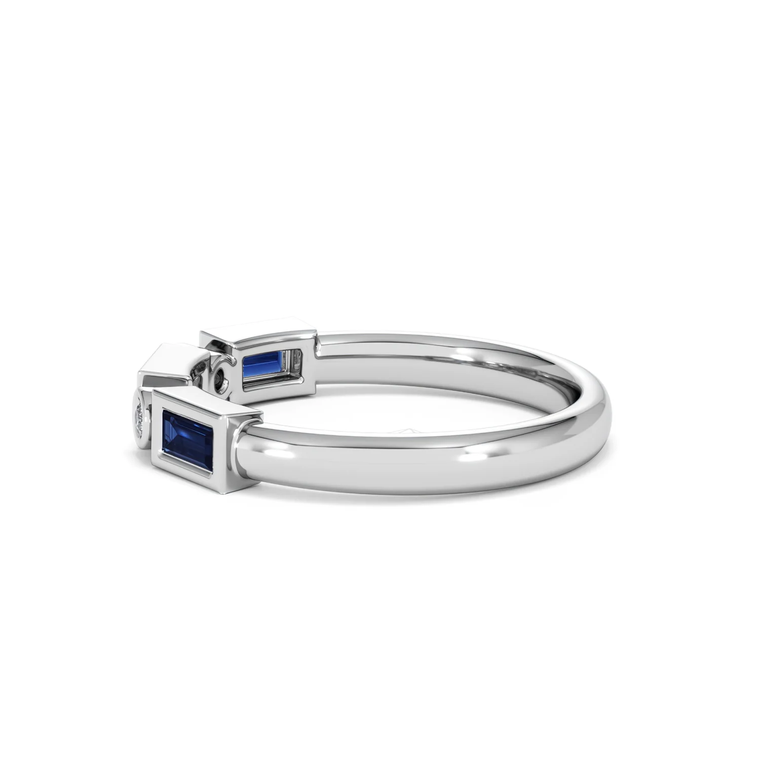 Forme 0.48ct Baguette Cut Lab Sapphire 5 Stone Ring in Sterling Silver - Image 65