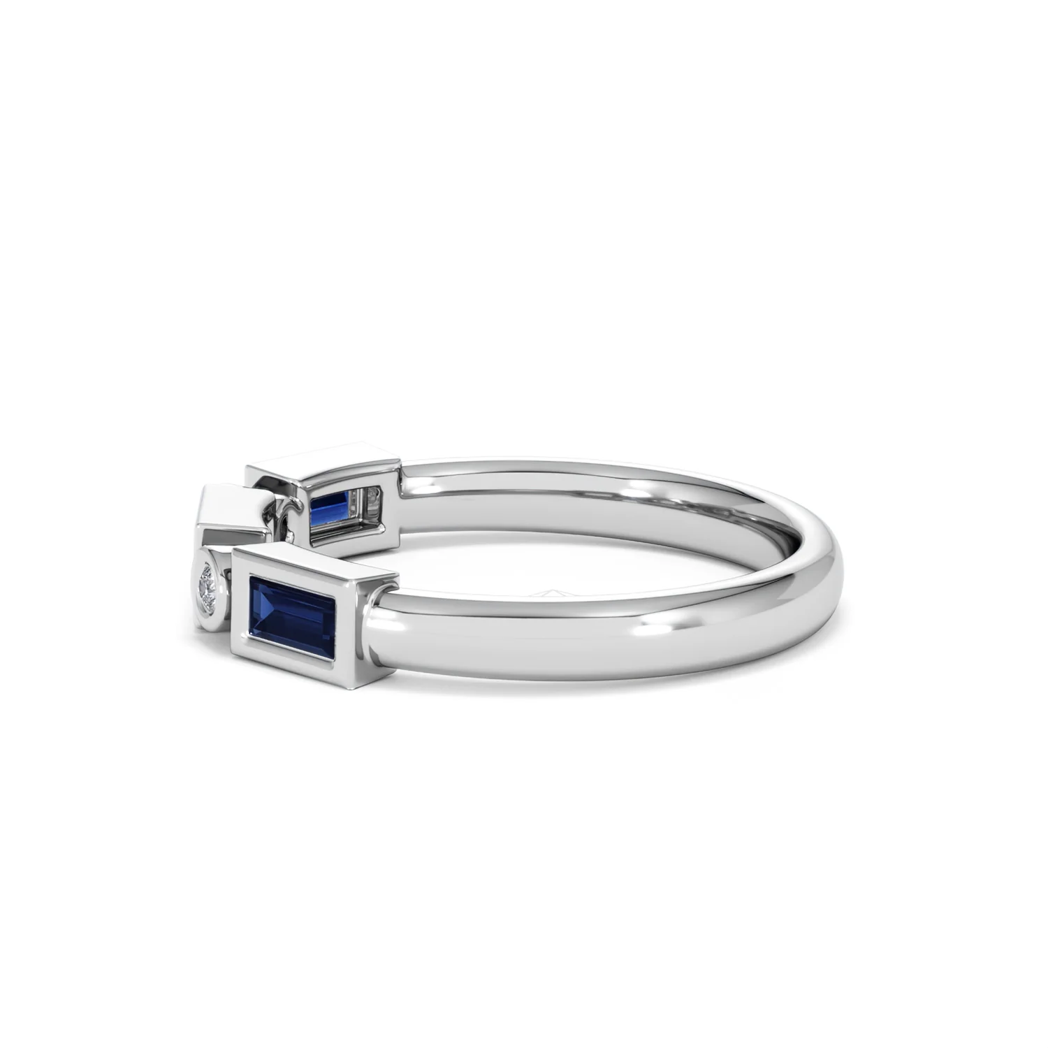 Forme 0.48ct Baguette Cut Lab Sapphire 5 Stone Ring in Sterling Silver - Image 67