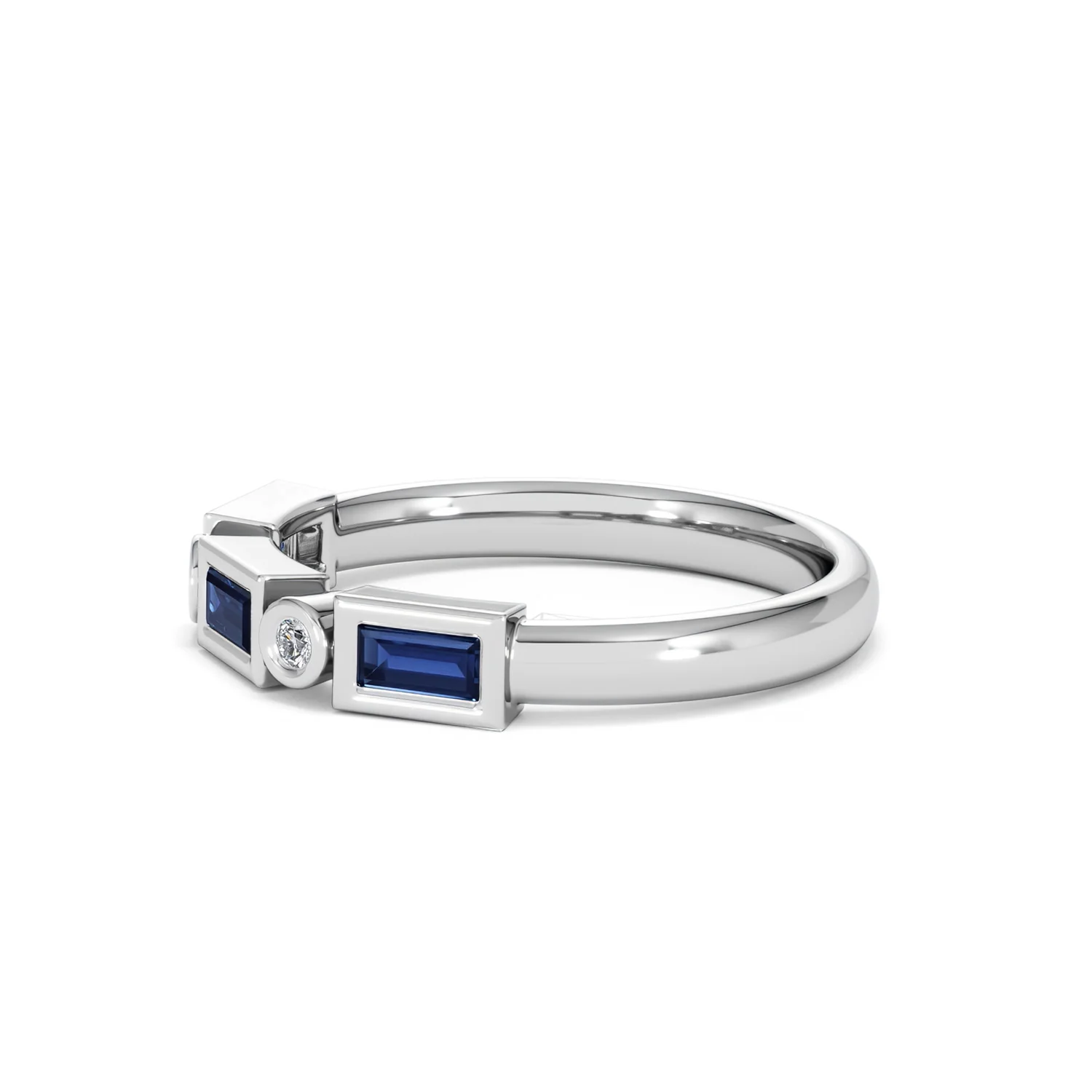 Forme 0.48ct Baguette Cut Lab Sapphire 5 Stone Ring in Sterling Silver - Image 72