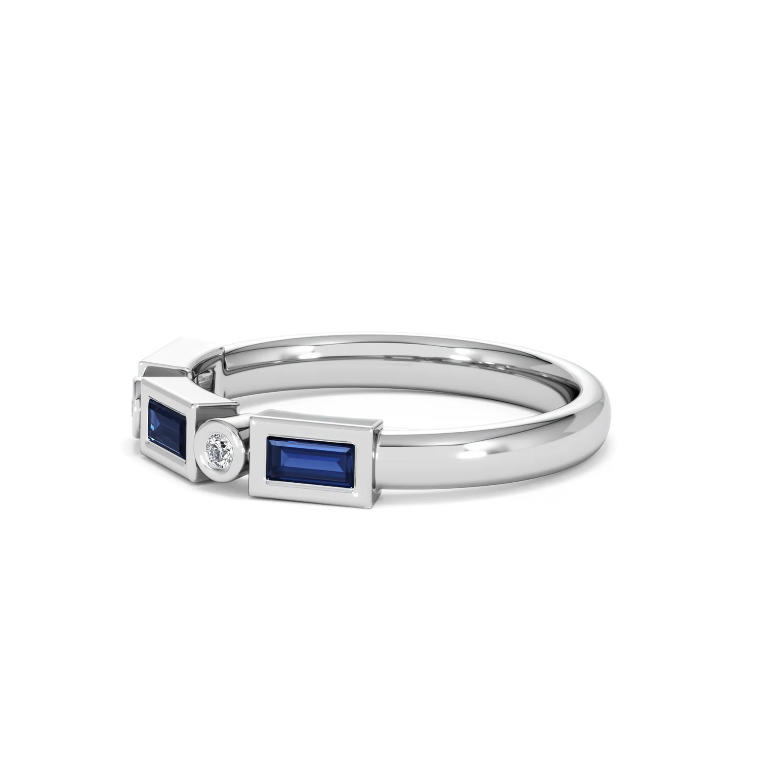 Forme 0.48ct Baguette Cut Lab Sapphire 5 Stone Ring in Sterling Silver - Image 73