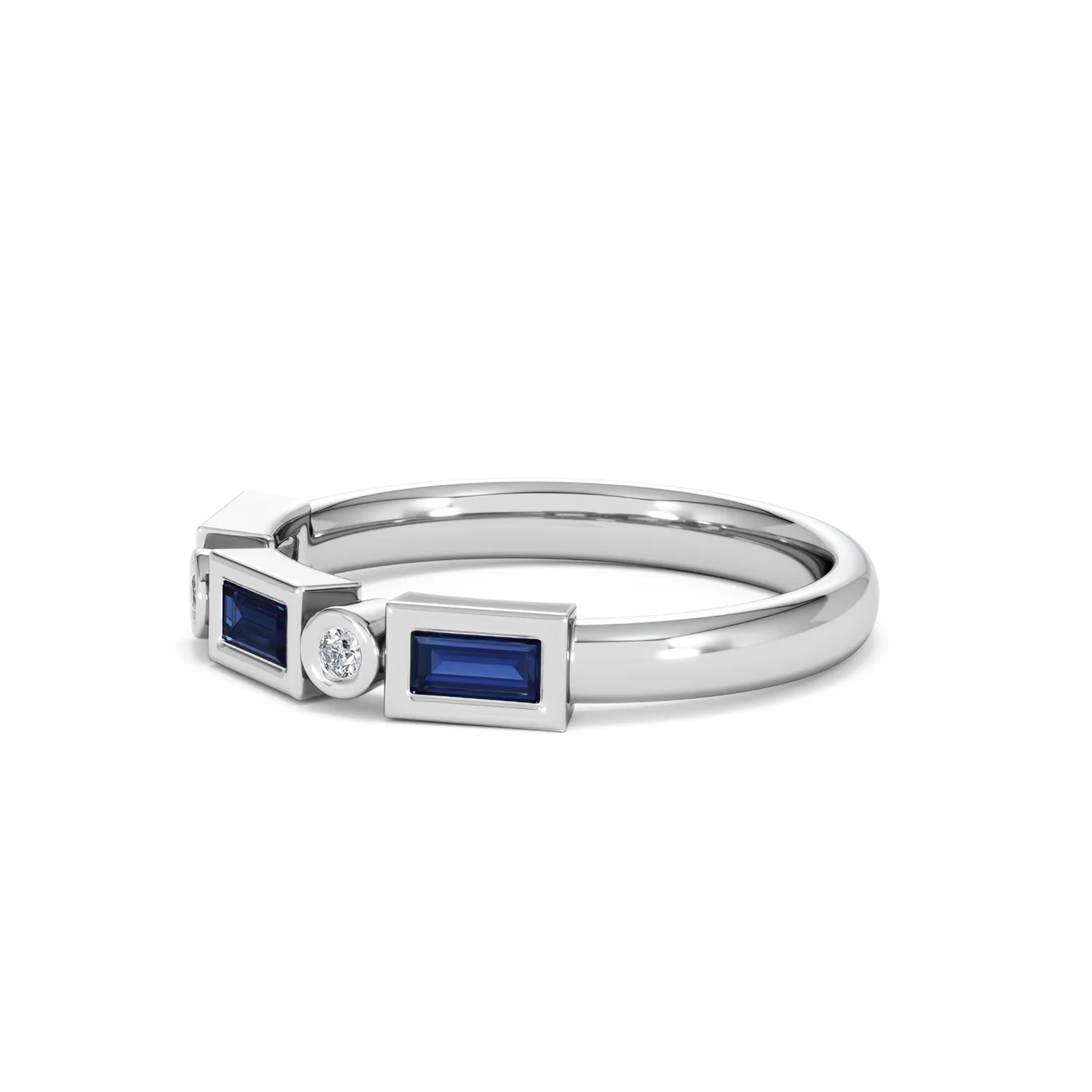 Forme 0.48ct Baguette Cut Lab Sapphire 5 Stone Ring in Sterling Silver - Image 74