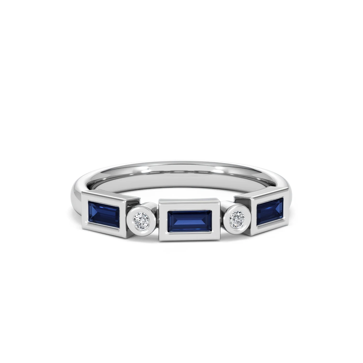 Forme 0.48ct Baguette Cut Lab Sapphire 5 Stone Ring in Sterling Silver - Image 8