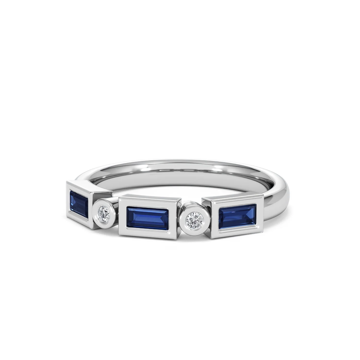Forme 0.48ct Baguette Cut Lab Sapphire 5 Stone Ring in Sterling Silver - Image 83