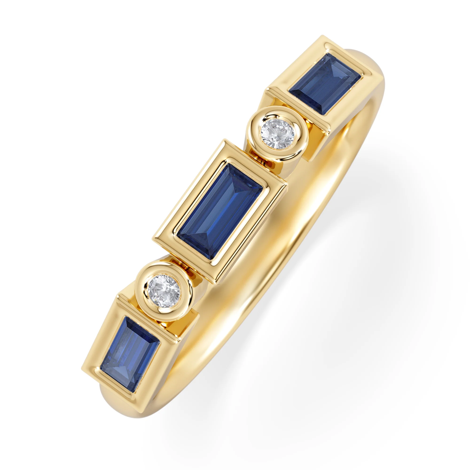 Forme 0.48ct Baguette Cut Lab Sapphire 5 Stones Ring in 18K Gold Vermeil