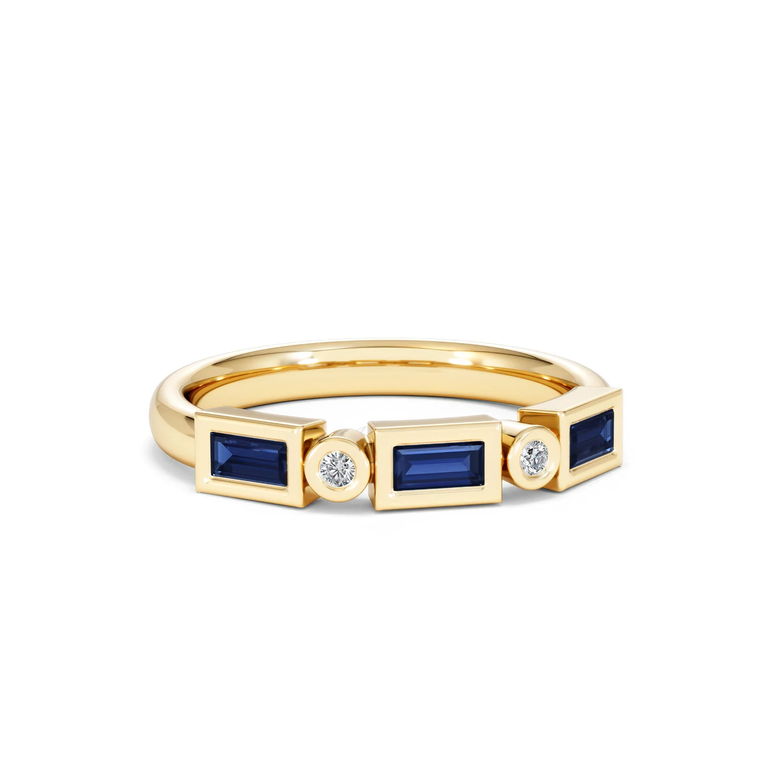 Forme 0.48ct Baguette Cut Lab Sapphire 5 Stones Ring in 18K Gold Vermeil - Image 10