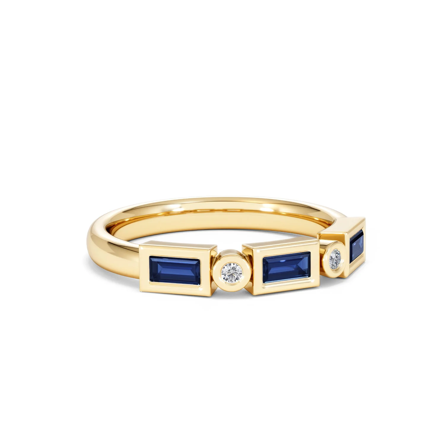 Forme 0.48ct Baguette Cut Lab Sapphire 5 Stones Ring in 18K Gold Vermeil - Image 13