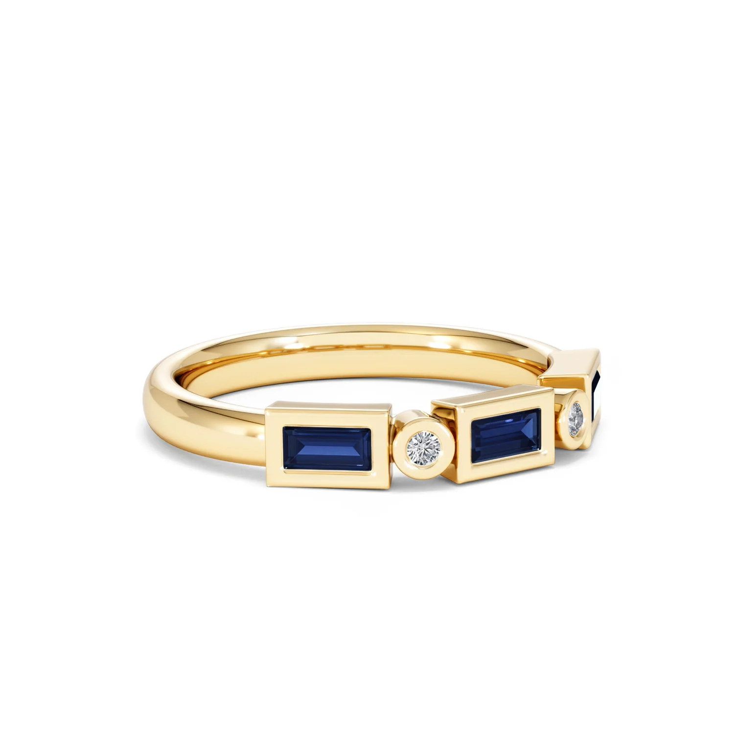 Forme 0.48ct Baguette Cut Lab Sapphire 5 Stones Ring in 18K Gold Vermeil - Image 15