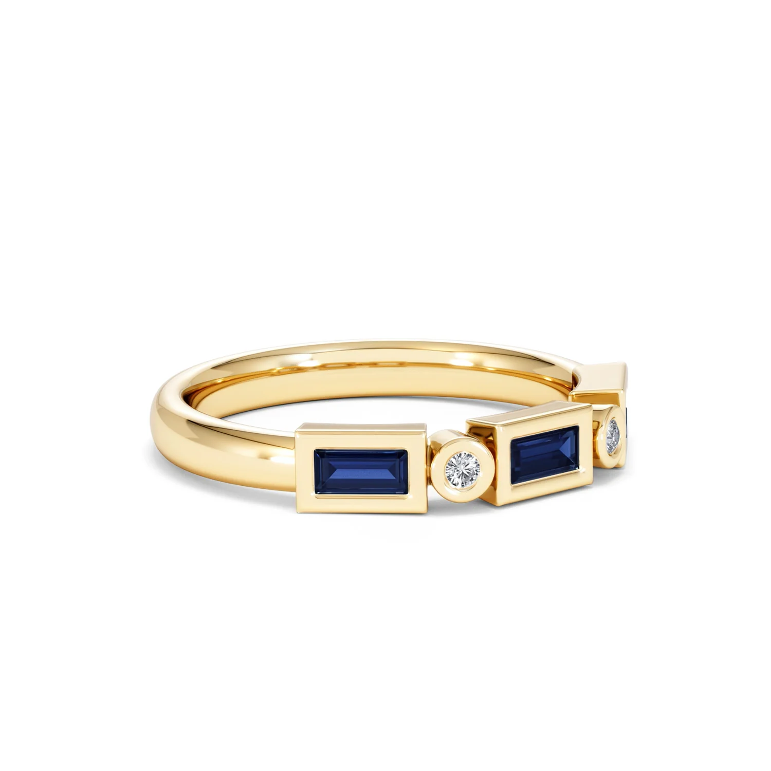 Forme 0.48ct Baguette Cut Lab Sapphire 5 Stones Ring in 18K Gold Vermeil - Image 16