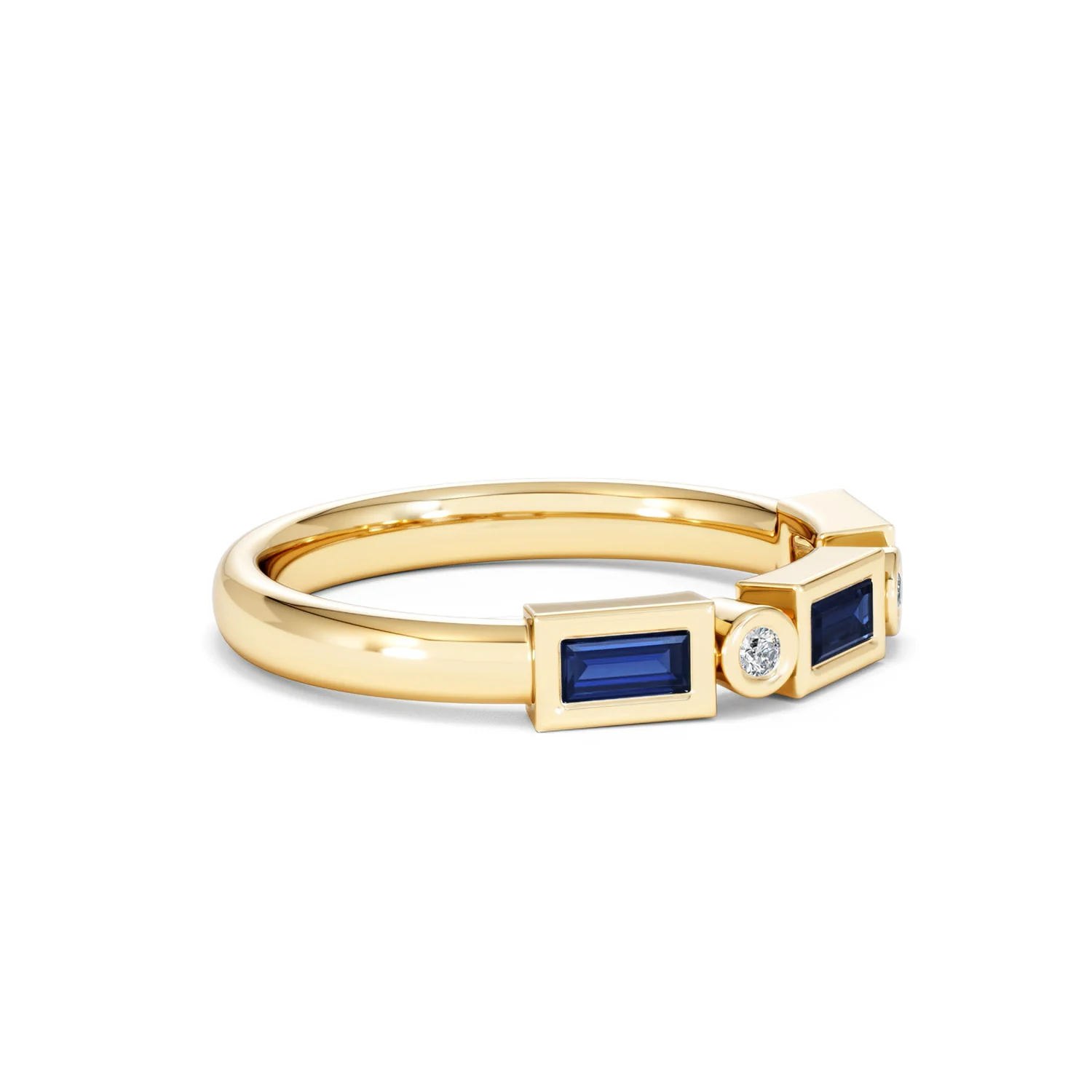 Forme 0.48ct Baguette Cut Lab Sapphire 5 Stones Ring in 18K Gold Vermeil - Image 20
