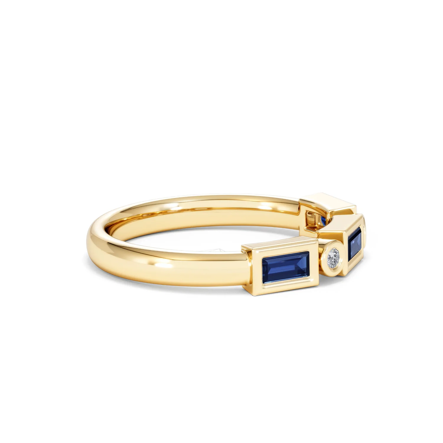 Forme 0.48ct Baguette Cut Lab Sapphire 5 Stones Ring in 18K Gold Vermeil - Image 23