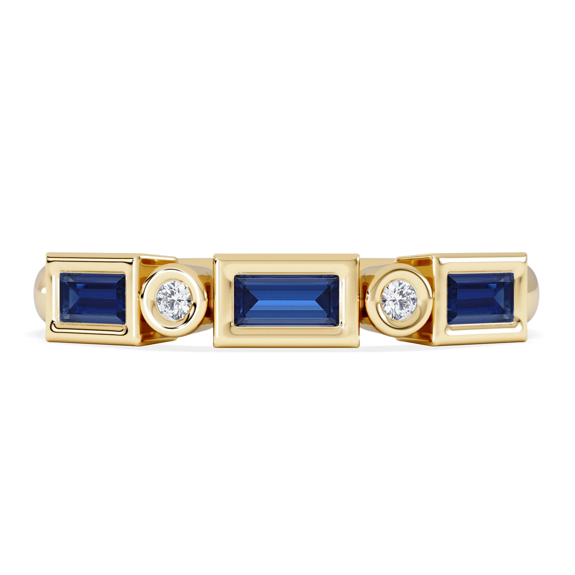 Forme 0.48ct Baguette Cut Lab Sapphire 5 Stones Ring in 18K Gold Vermeil - Image 3