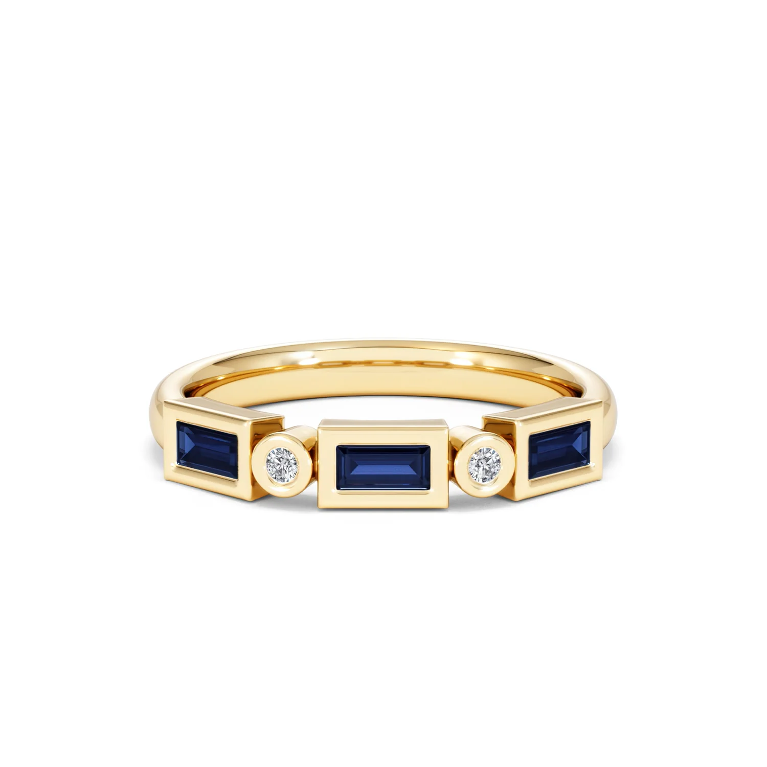Forme 0.48ct Baguette Cut Lab Sapphire 5 Stones Ring in 18K Gold Vermeil - Image 7