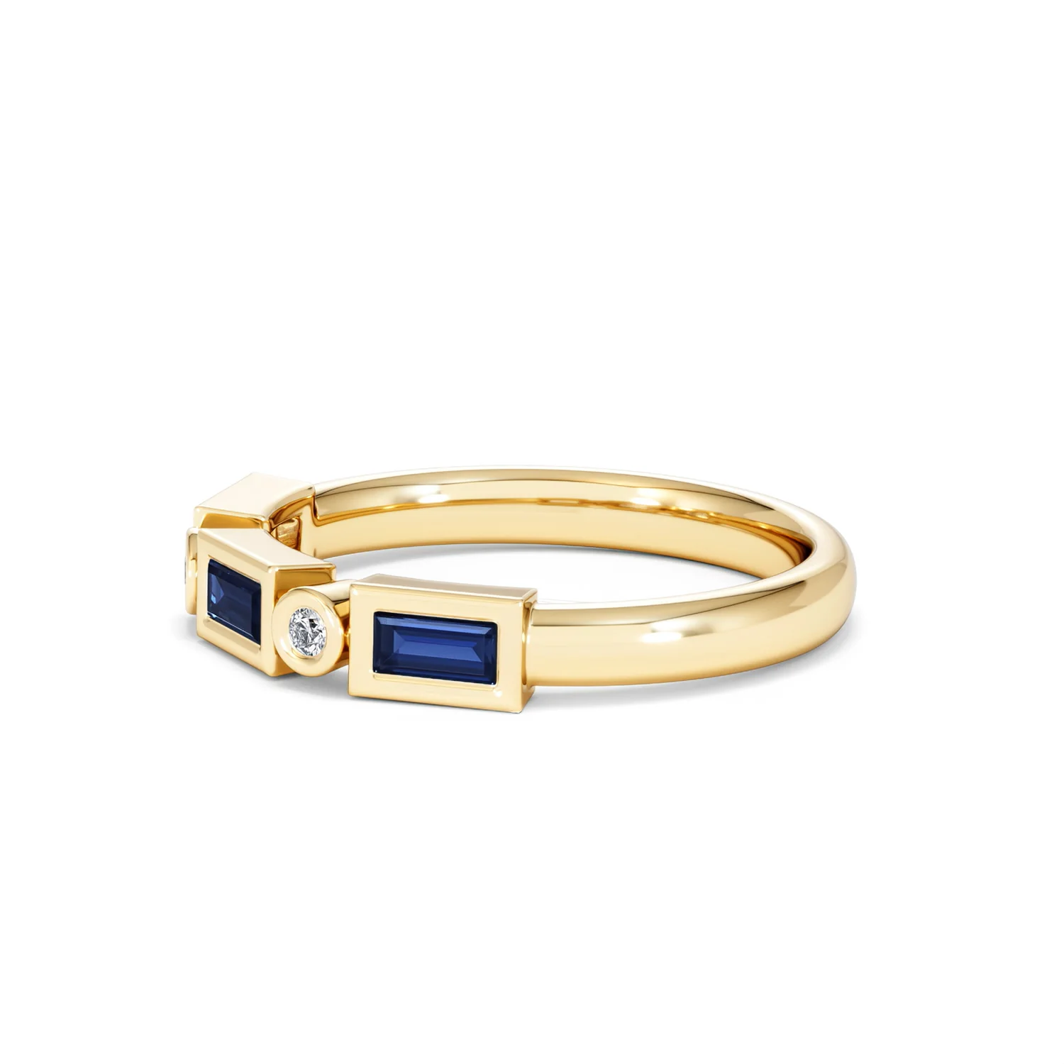 Forme 0.48ct Baguette Cut Lab Sapphire 5 Stones Ring in 18K Gold Vermeil - Image 73